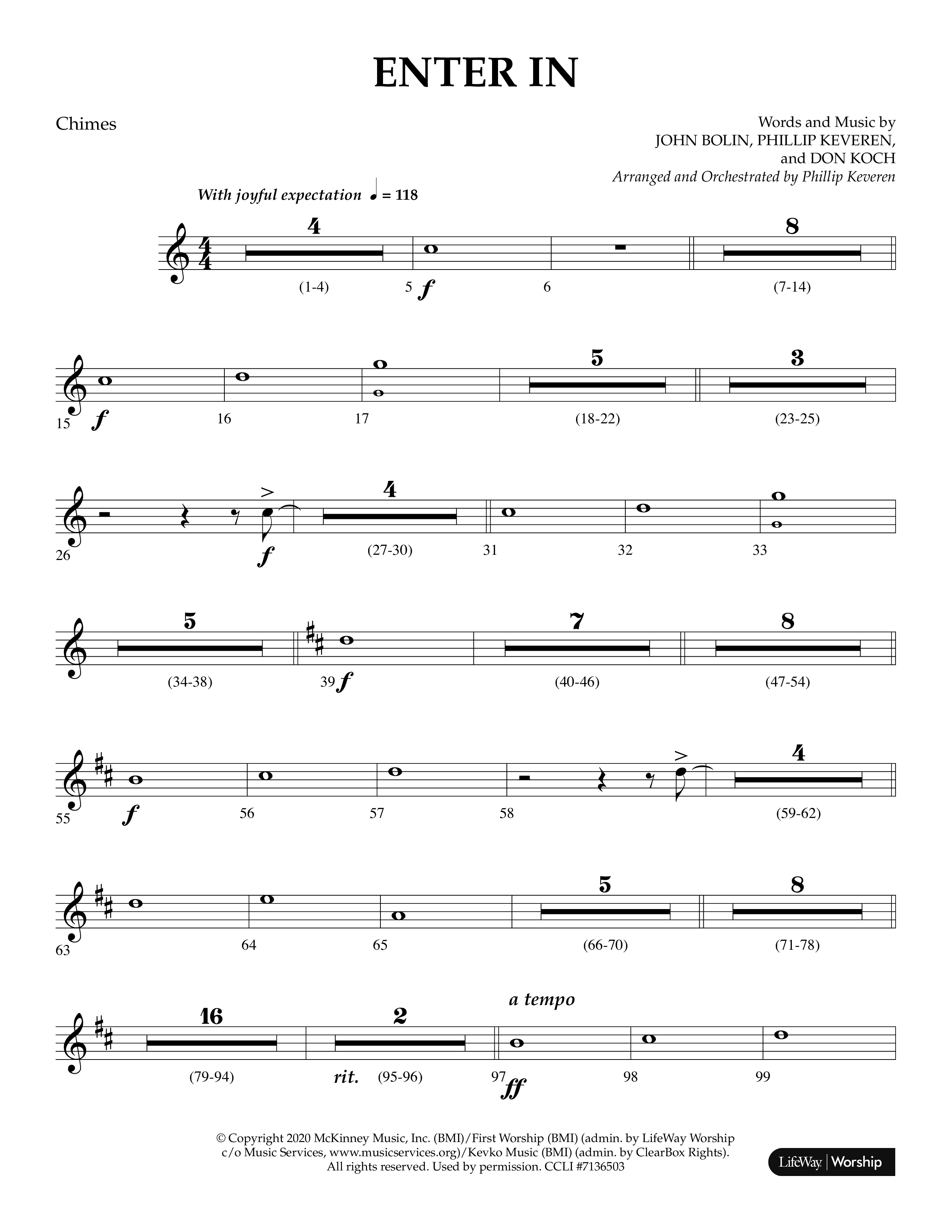Enter In (Choral Anthem SATB) Chimes (Lifeway Choral / Arr. Phillip Keveren)