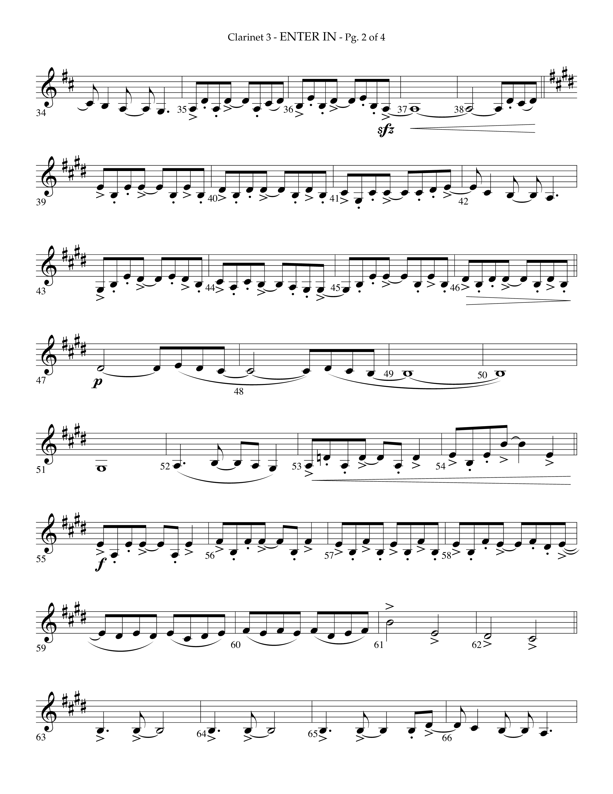 Enter In (Choral Anthem SATB) Clarinet 3 (Lifeway Choral / Arr. Phillip Keveren)