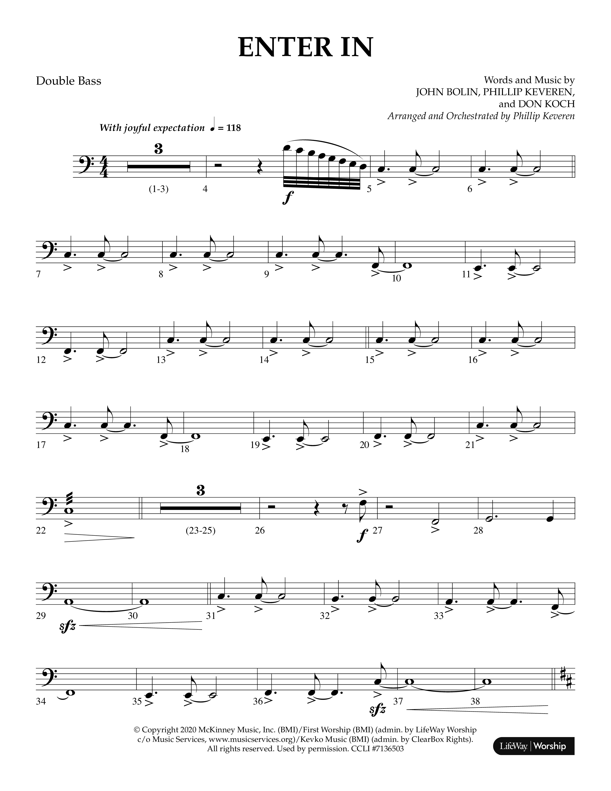 Enter In (Choral Anthem SATB) Double Bass (Lifeway Choral / Arr. Phillip Keveren)