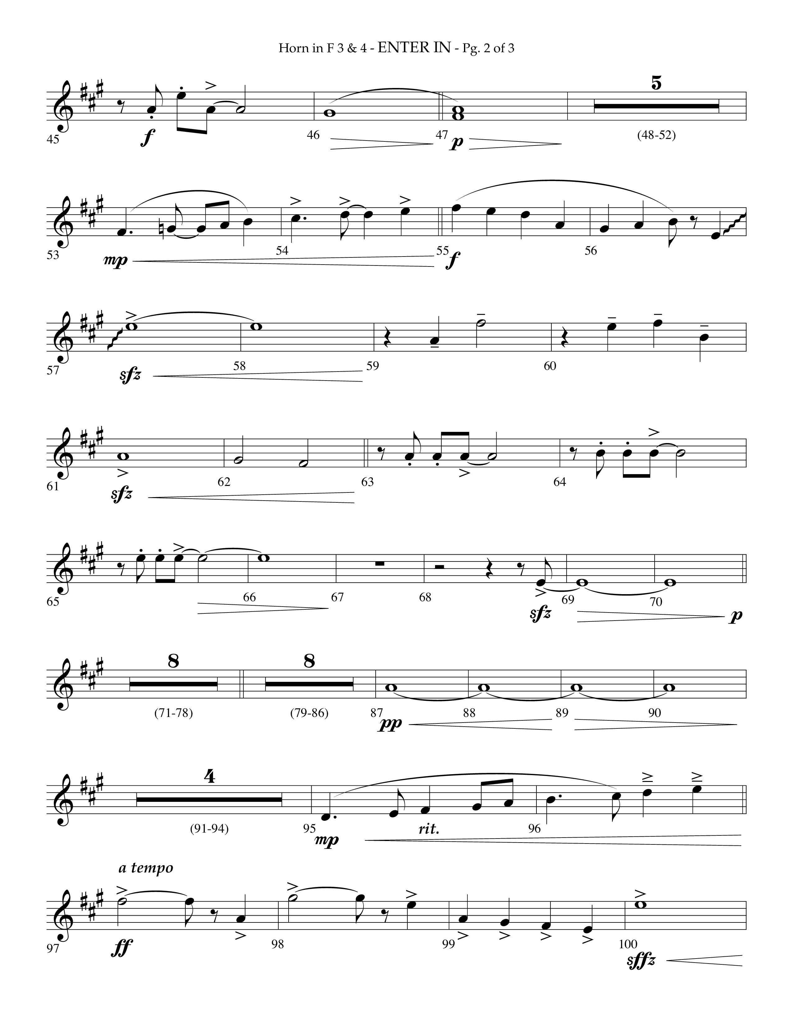 Enter In (Choral Anthem SATB) French Horn 3 (Lifeway Choral / Arr. Phillip Keveren)