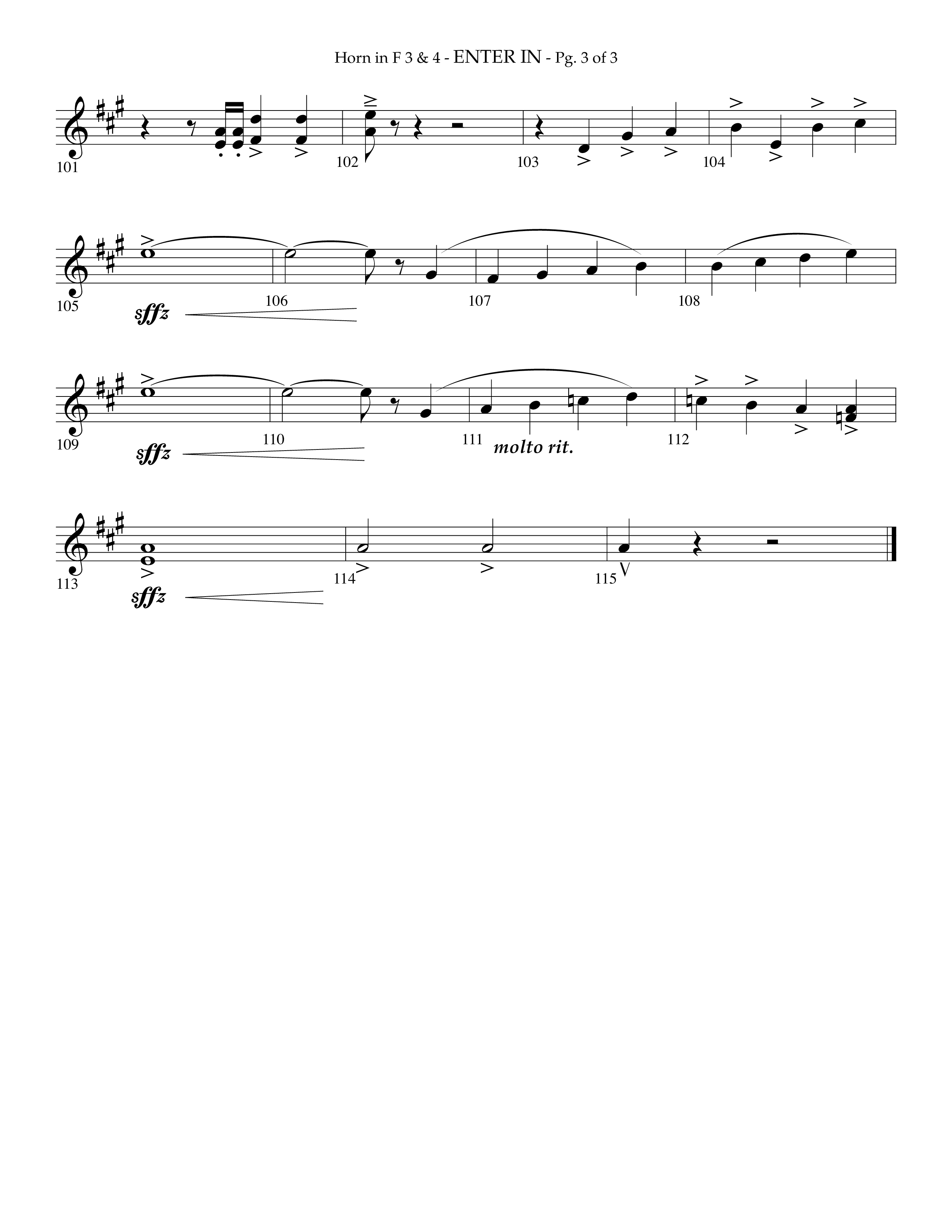 Enter In (Choral Anthem SATB) French Horn 3 (Lifeway Choral / Arr. Phillip Keveren)