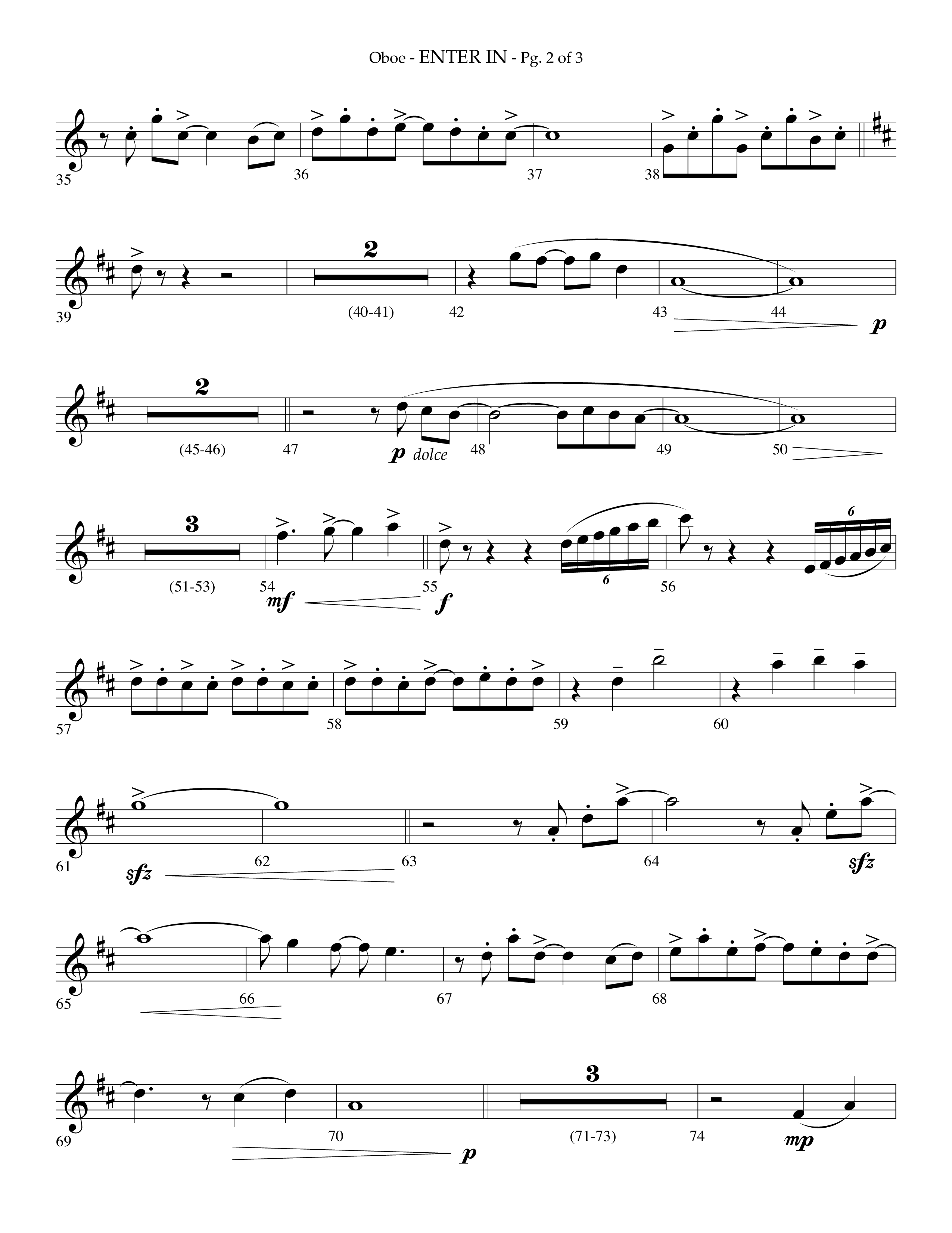 Enter In (Choral Anthem SATB) Oboe (Lifeway Choral / Arr. Phillip Keveren)