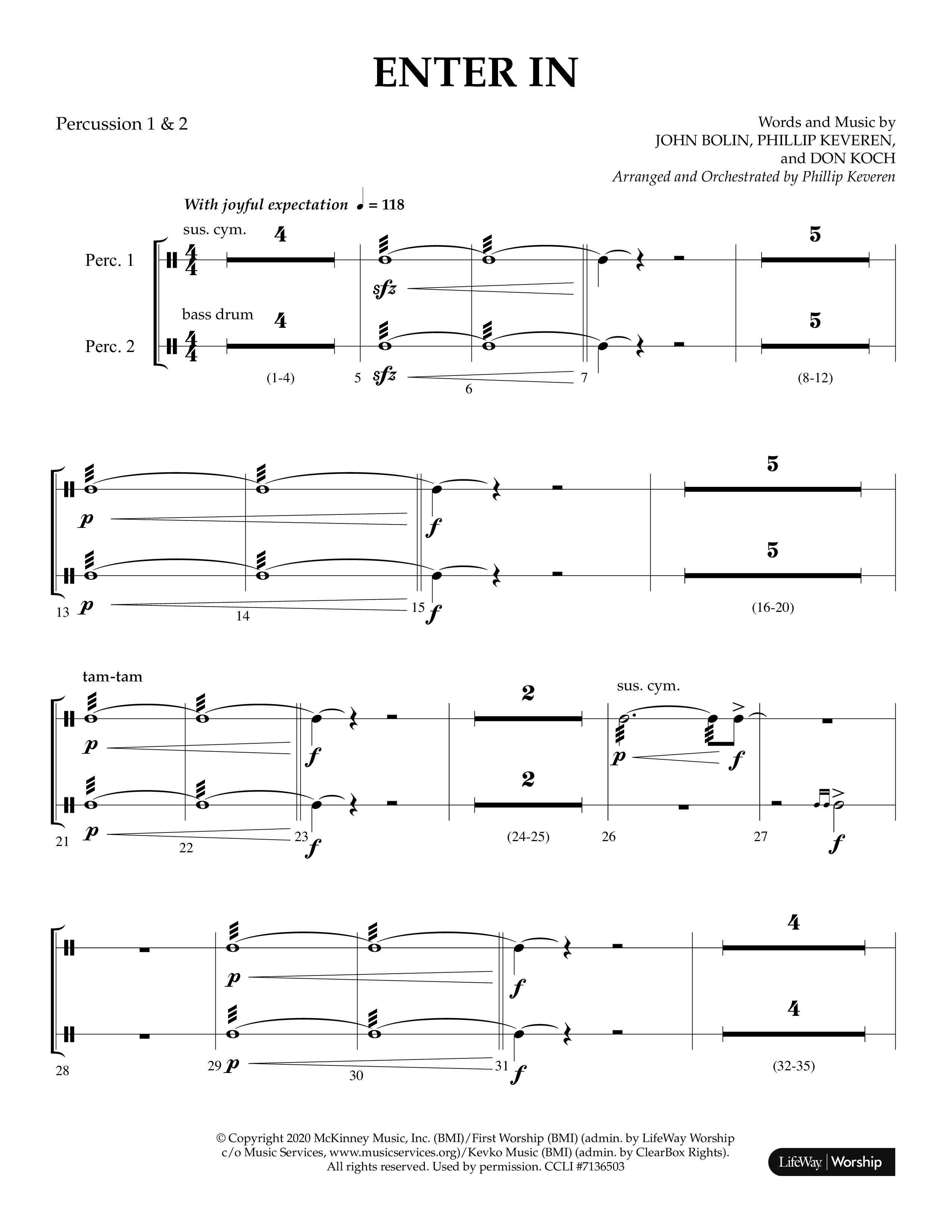 Enter In (Choral Anthem SATB) Percussion 1/2 (Lifeway Choral / Arr. Phillip Keveren)
