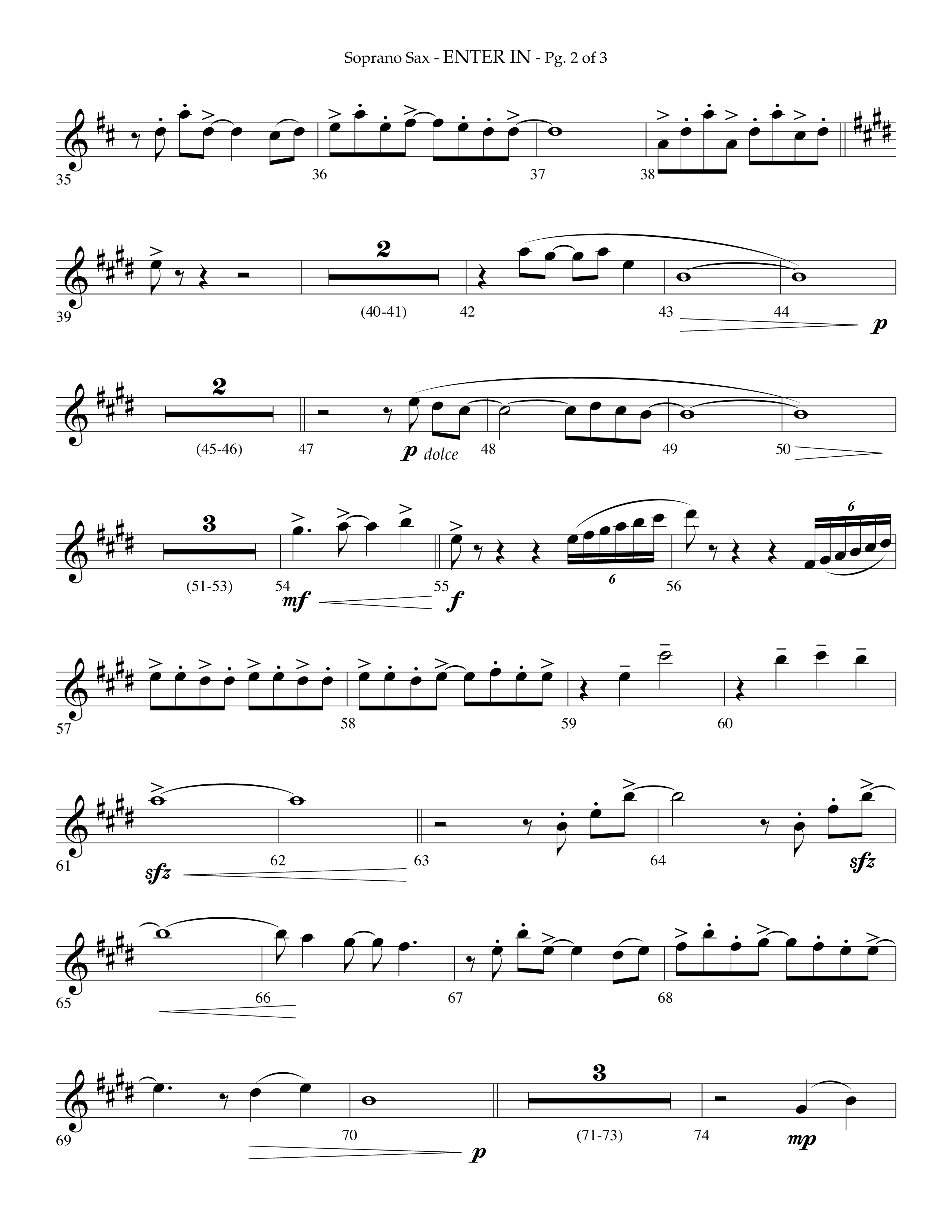 Enter In (Choral Anthem SATB) Soprano Sax (Lifeway Choral / Arr. Phillip Keveren)