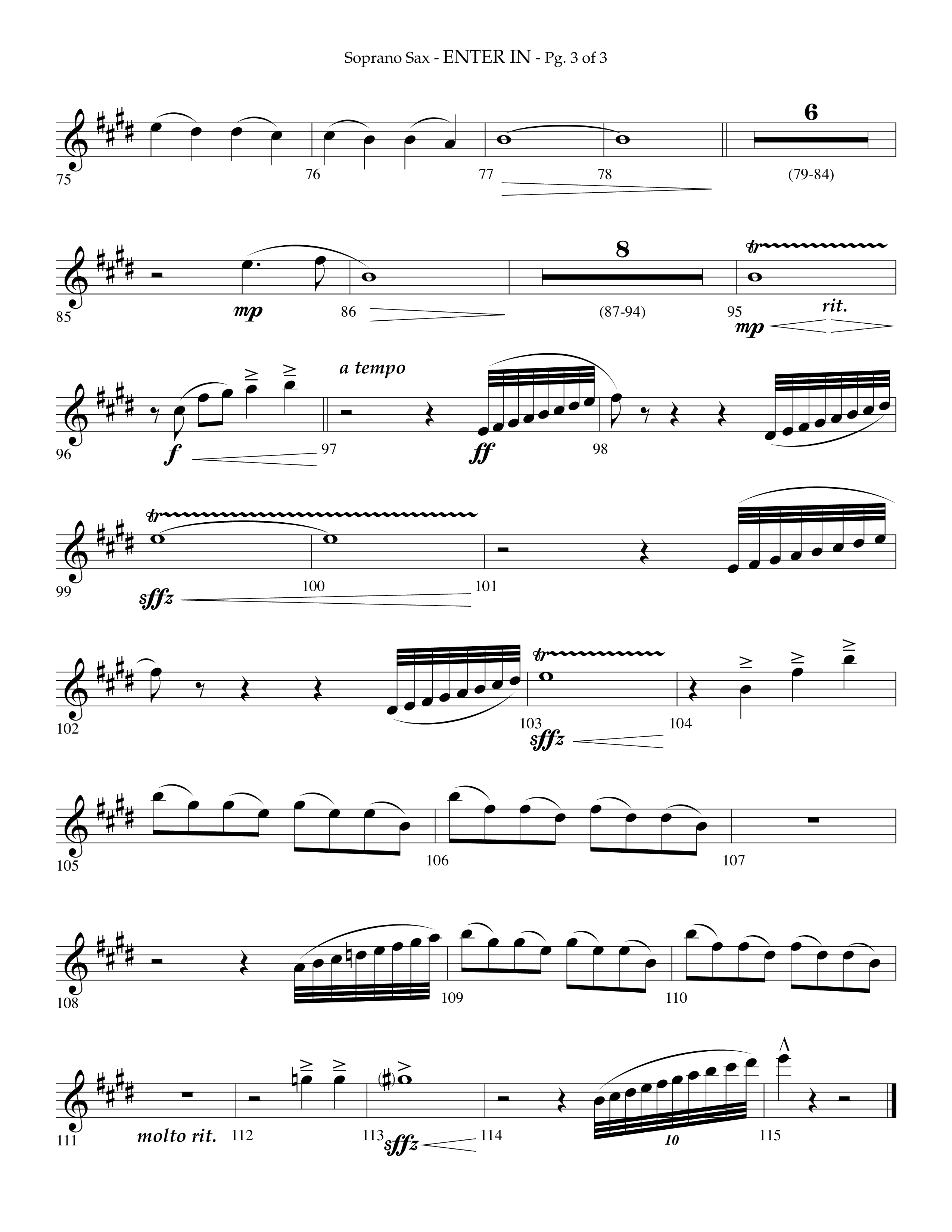 Enter In (Choral Anthem SATB) Soprano Sax (Lifeway Choral / Arr. Phillip Keveren)