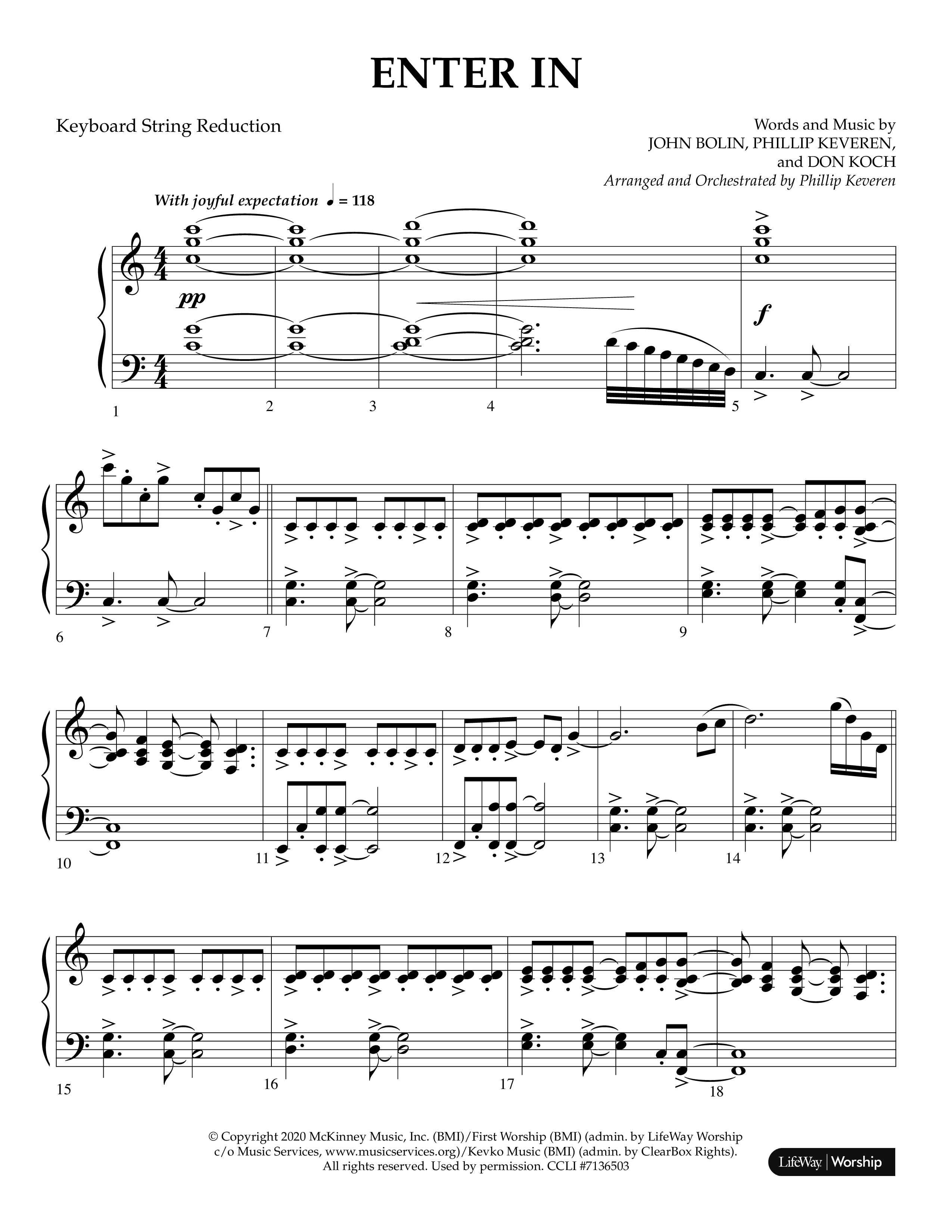 Enter In (Choral Anthem SATB) String Reduction (Lifeway Choral / Arr. Phillip Keveren)