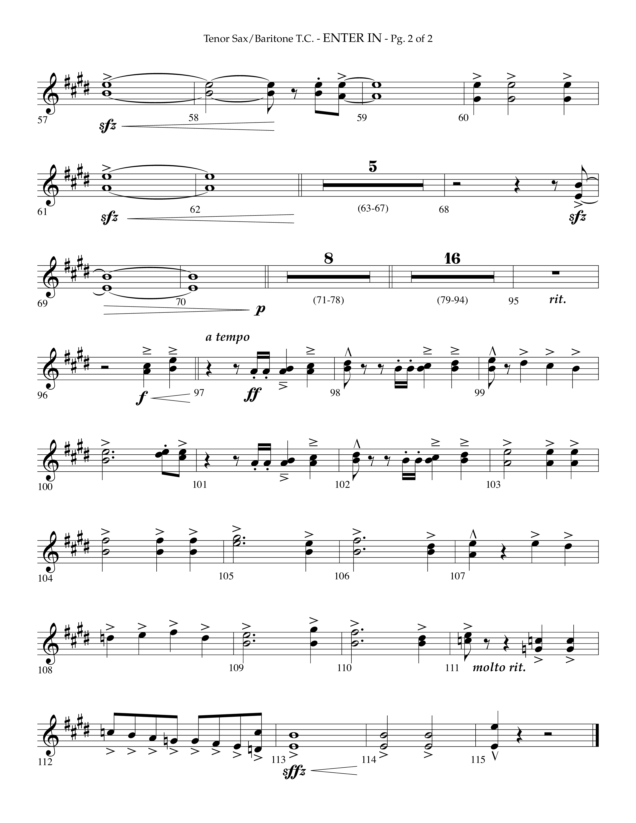 Enter In (Choral Anthem SATB) Tenor Sax/Baritone T.C. (Lifeway Choral / Arr. Phillip Keveren)