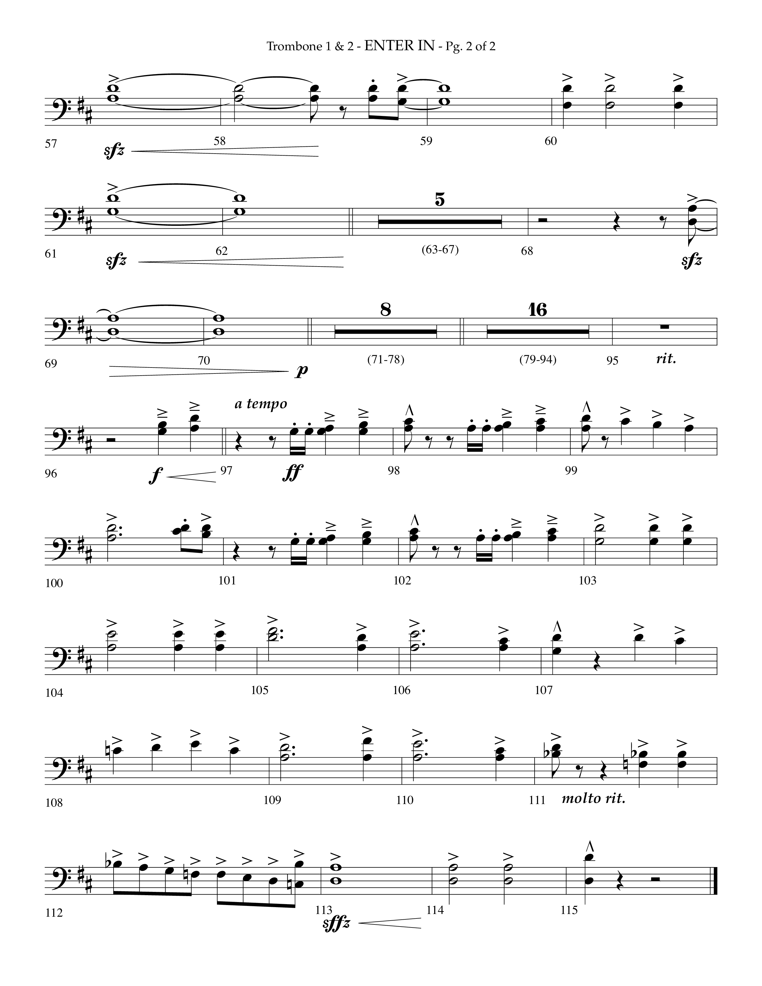 Enter In (Choral Anthem SATB) Trombone 1/2 (Lifeway Choral / Arr. Phillip Keveren)