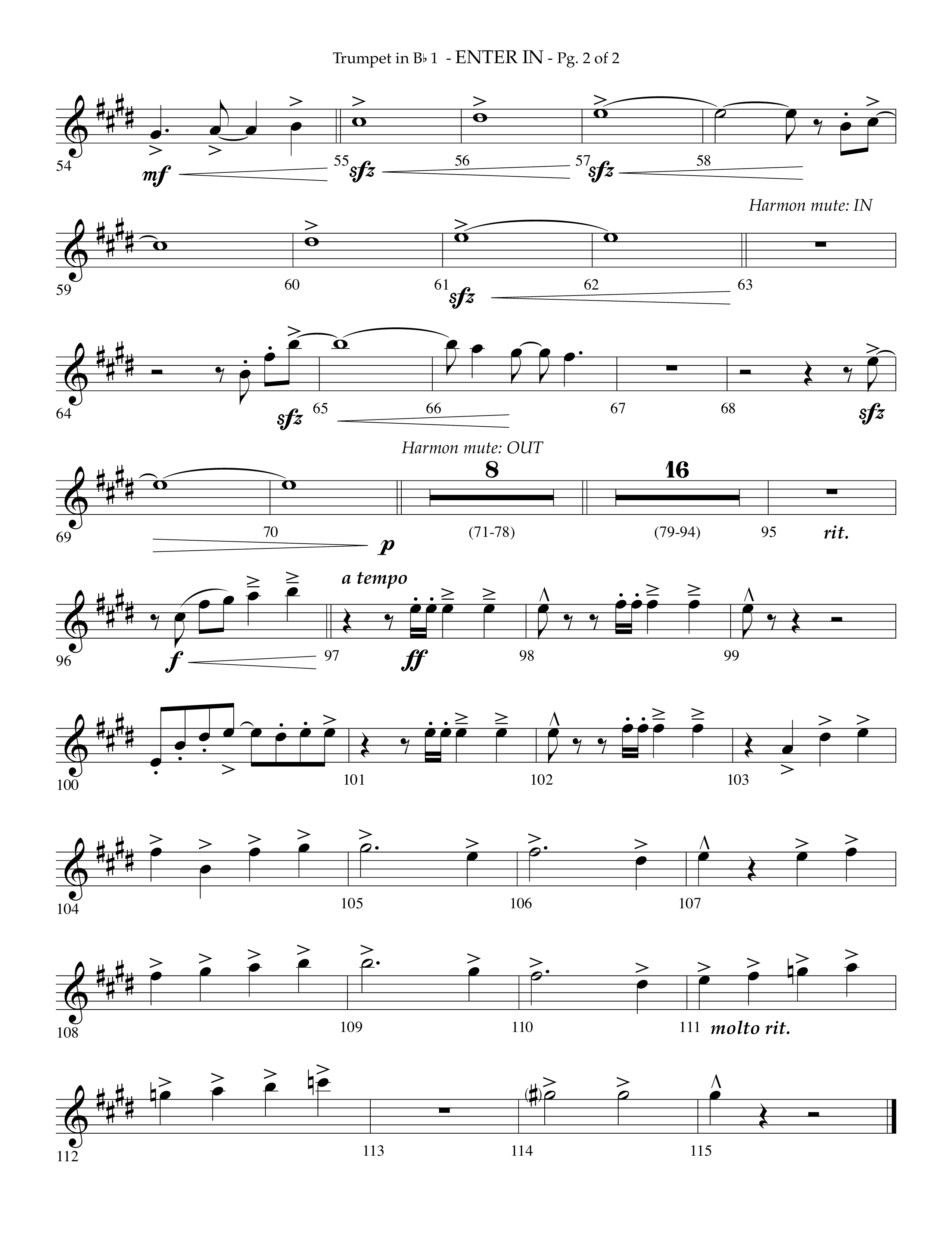 Enter In (Choral Anthem SATB) Trumpet 1 (Lifeway Choral / Arr. Phillip Keveren)