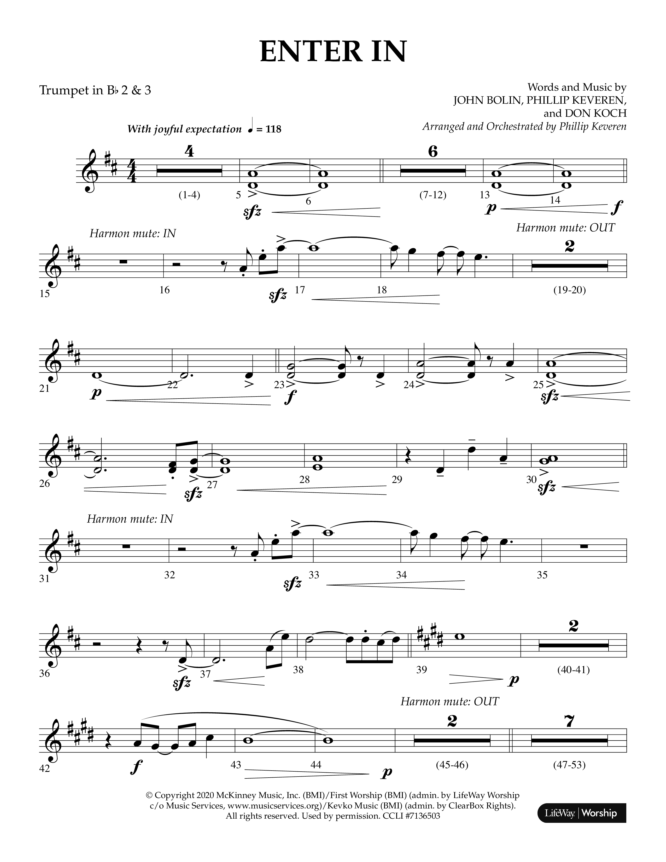 Enter In (Choral Anthem SATB) Trumpet 2/3 (Lifeway Choral / Arr. Phillip Keveren)