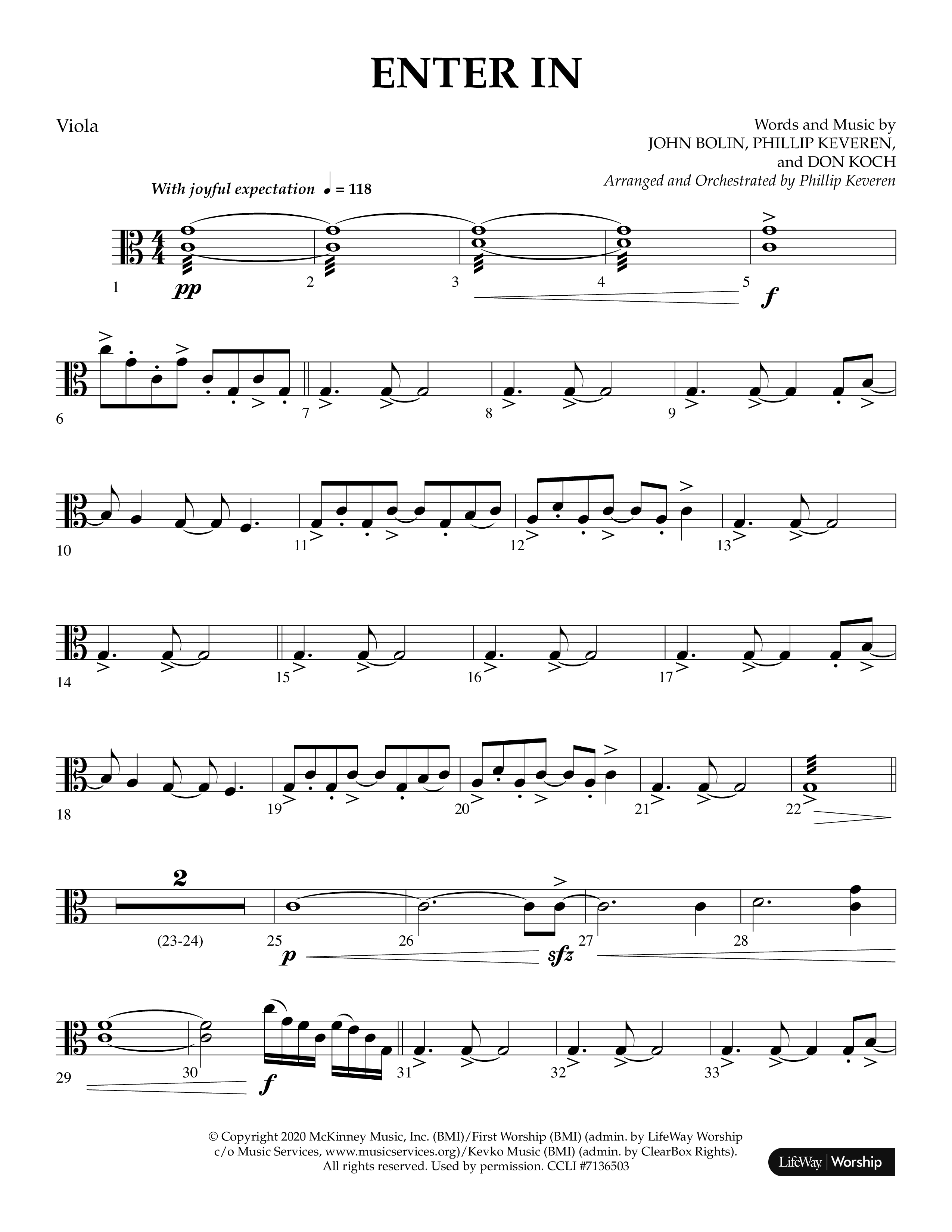Enter In (Choral Anthem SATB) Viola (Lifeway Choral / Arr. Phillip Keveren)