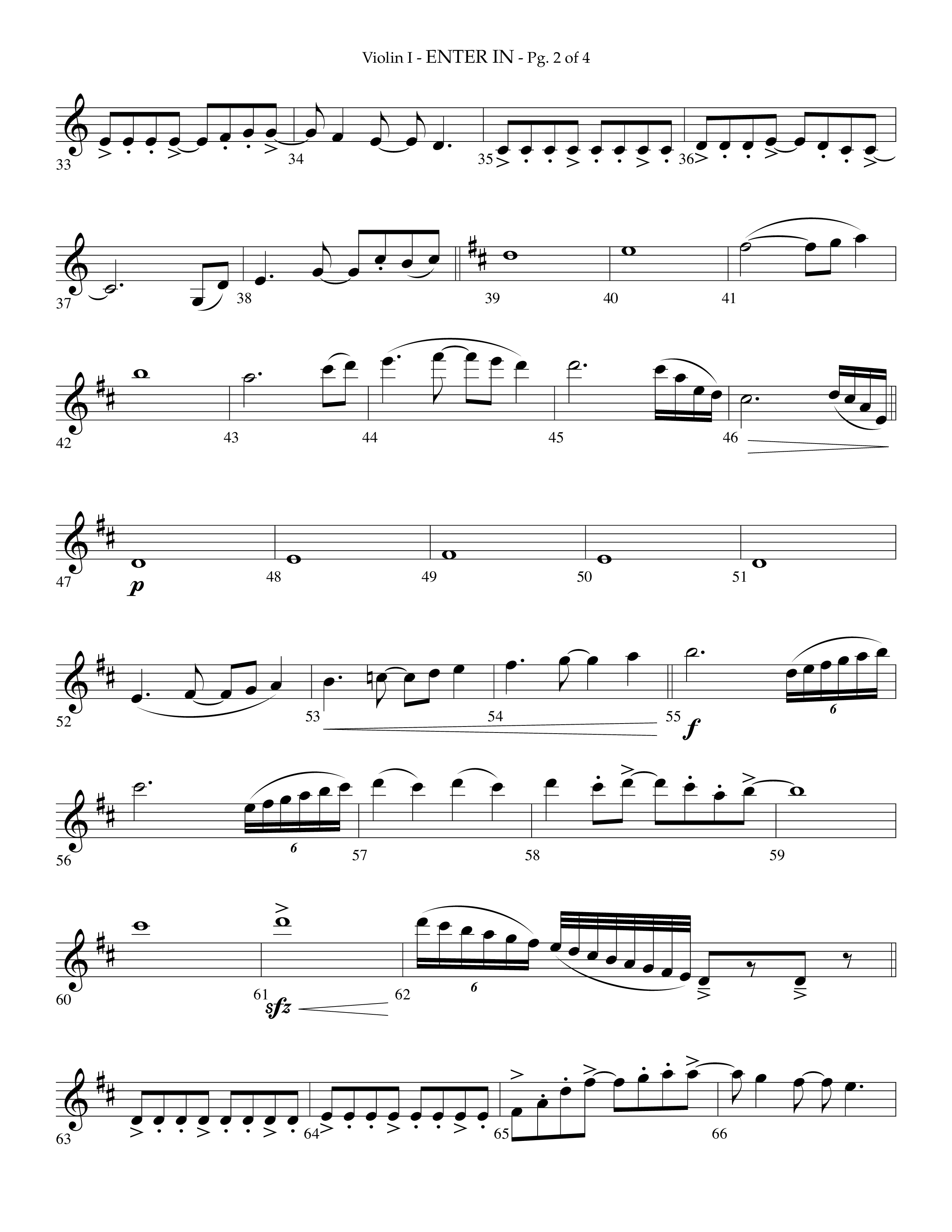 Enter In (Choral Anthem SATB) Violin 1 (Lifeway Choral / Arr. Phillip Keveren)