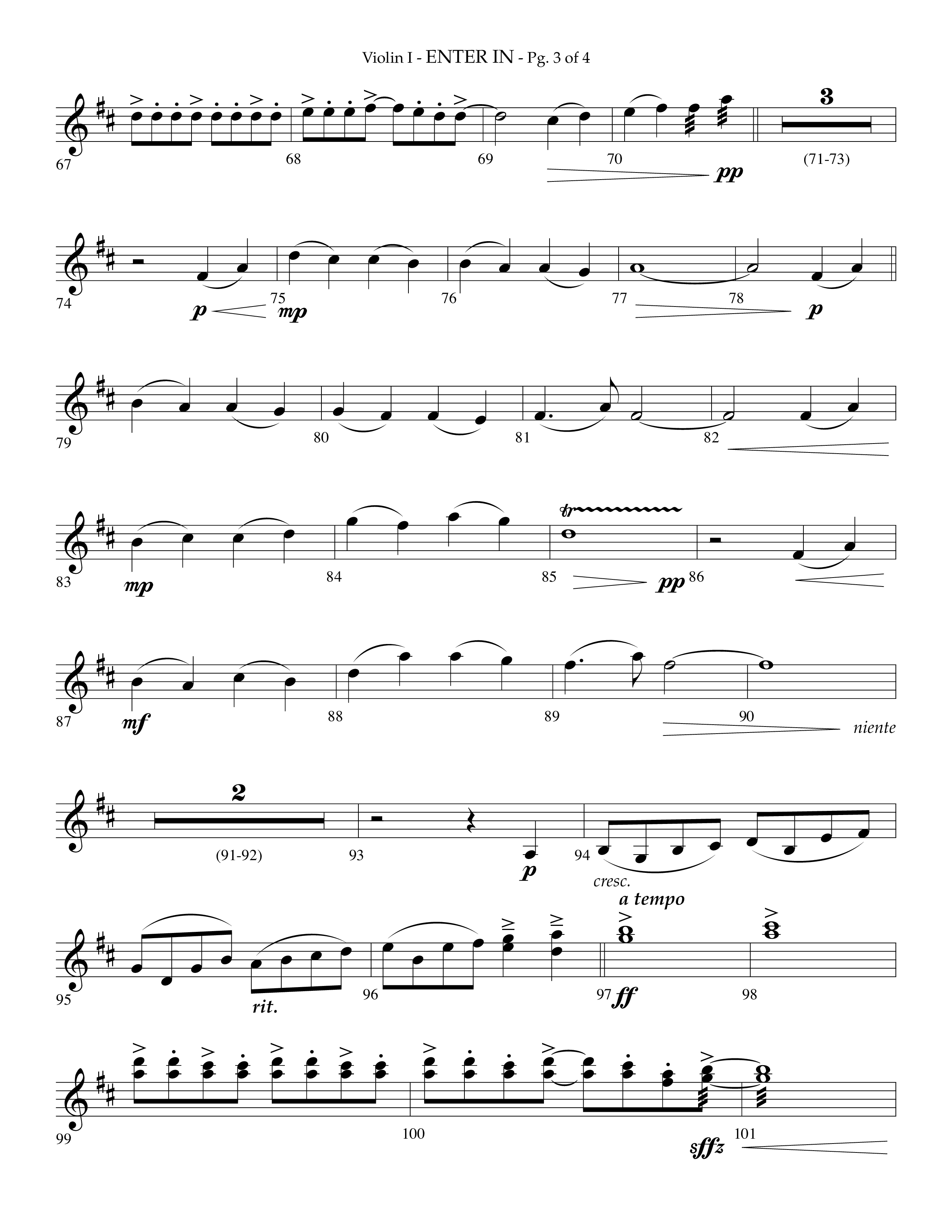 Enter In (Choral Anthem SATB) Violin 1 (Lifeway Choral / Arr. Phillip Keveren)