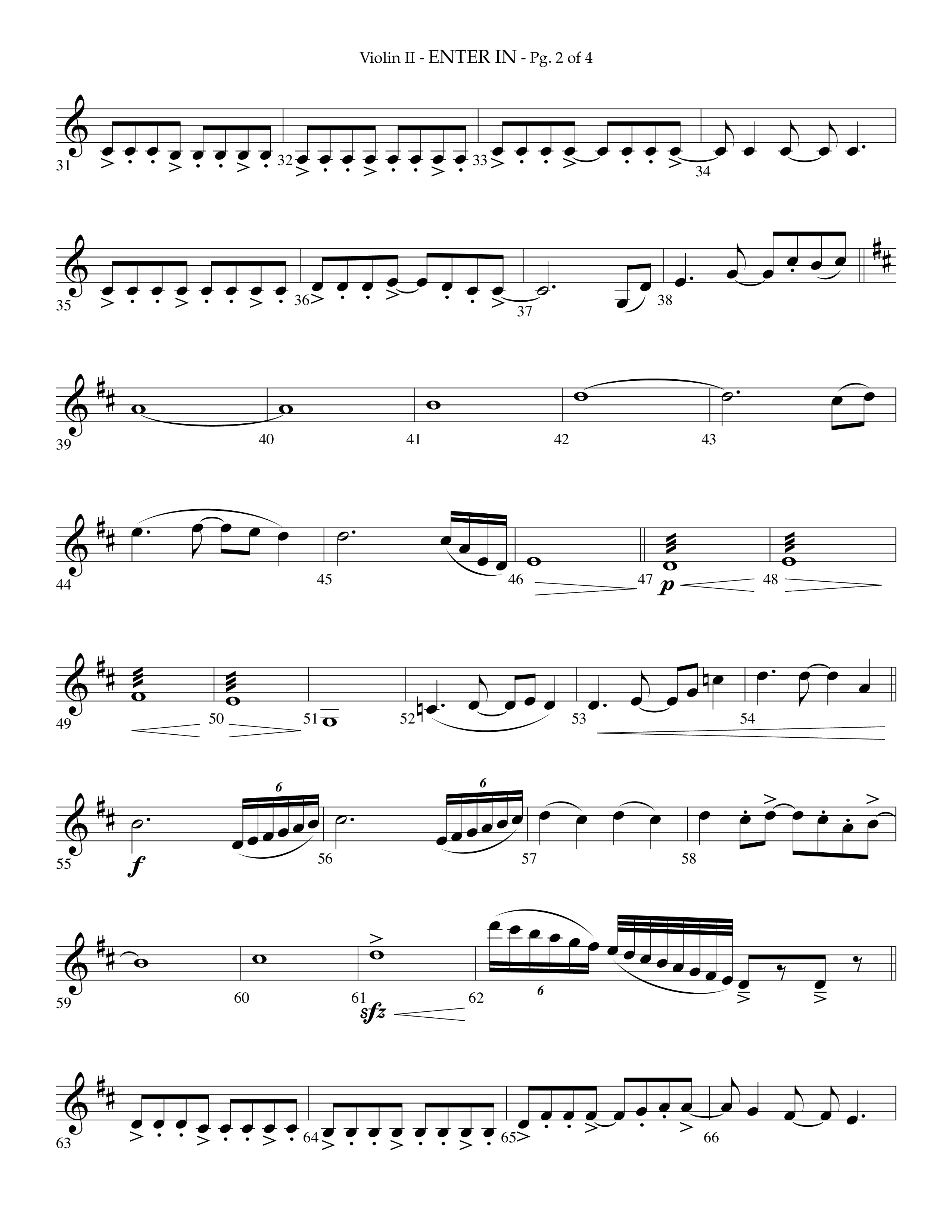 Enter In (Choral Anthem SATB) Violin 2 (Lifeway Choral / Arr. Phillip Keveren)