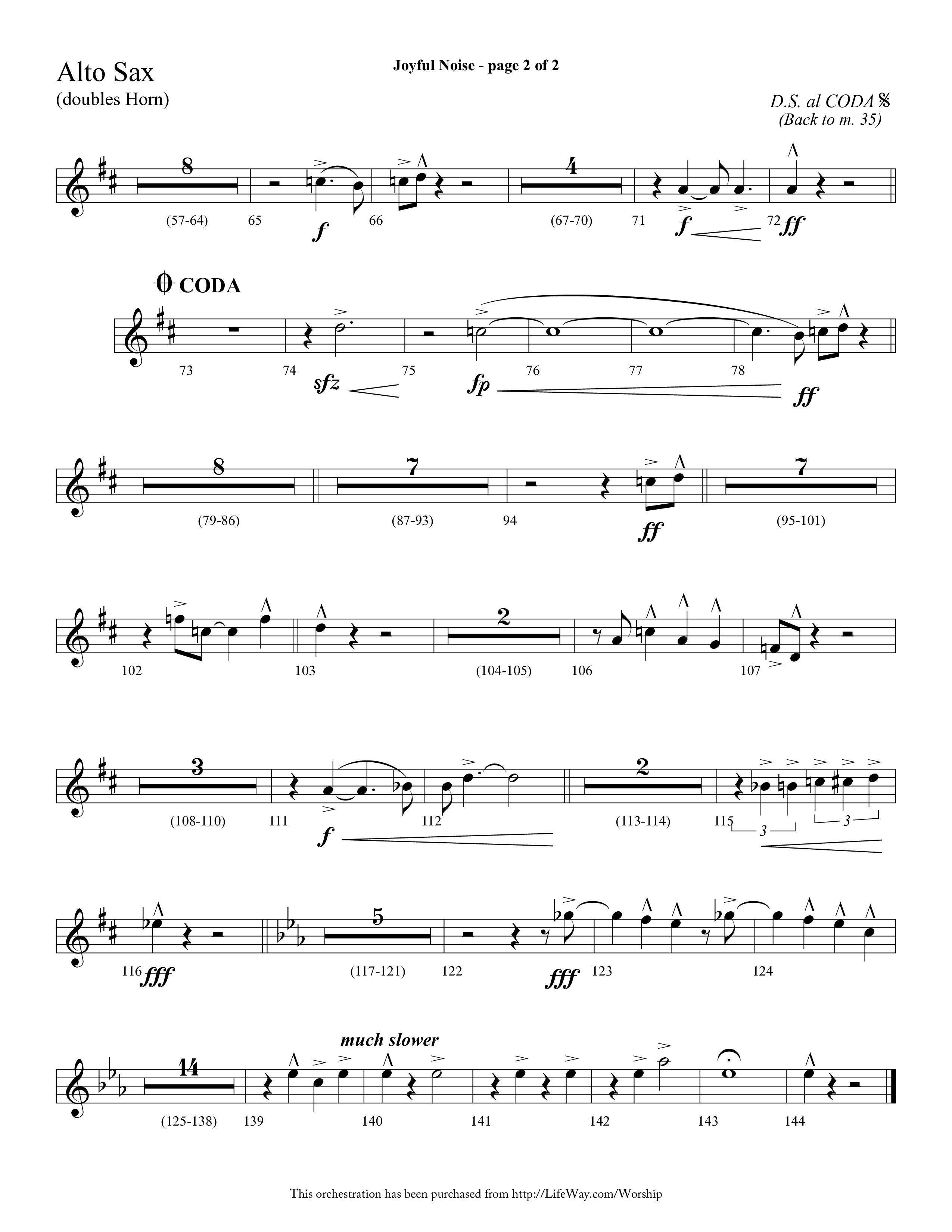 Joyful Noise (Choral Anthem SATB) Alto Sax (Lifeway Choral / Arr. Cliff Duren)