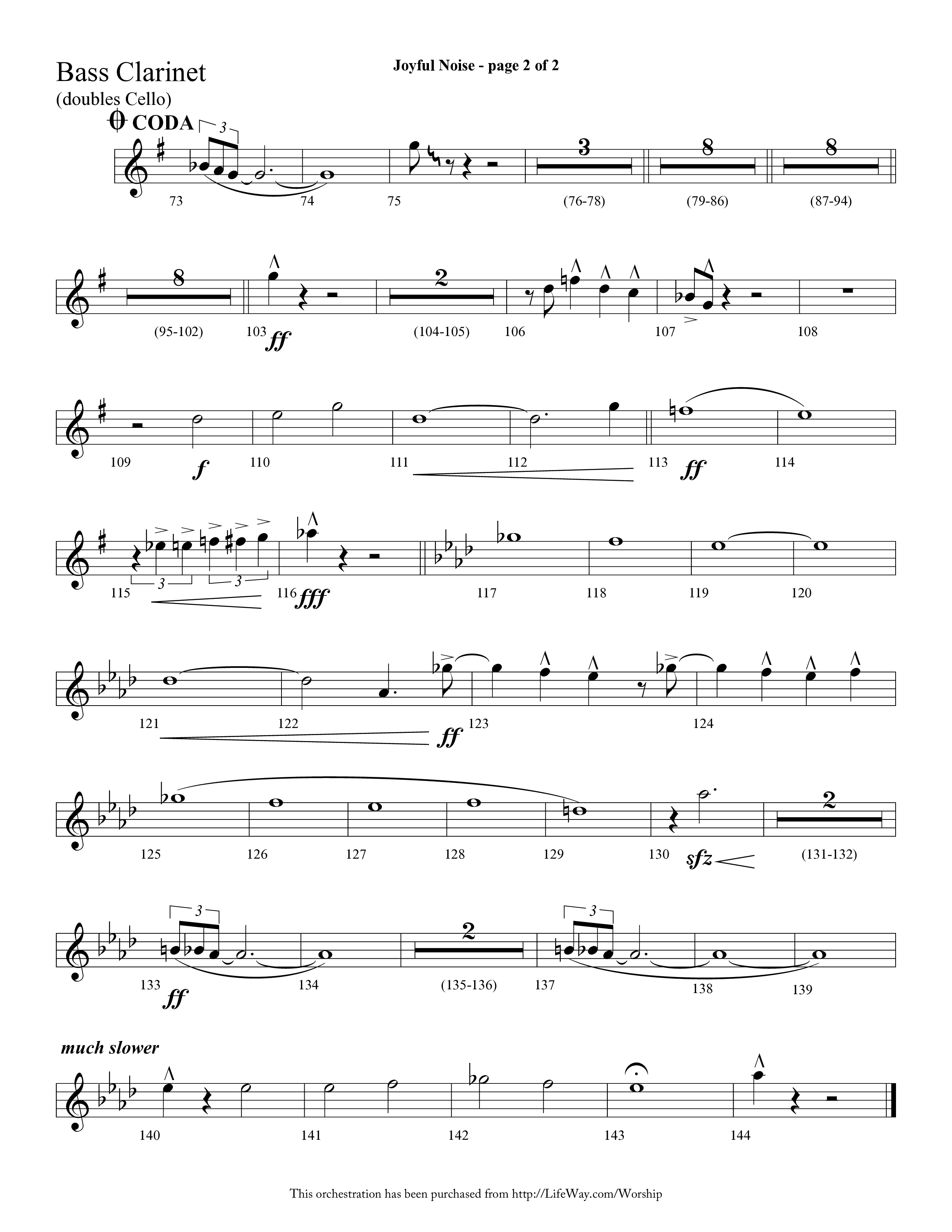 Joyful Noise (Choral Anthem SATB) Bass Clarinet (Lifeway Choral / Arr. Cliff Duren)