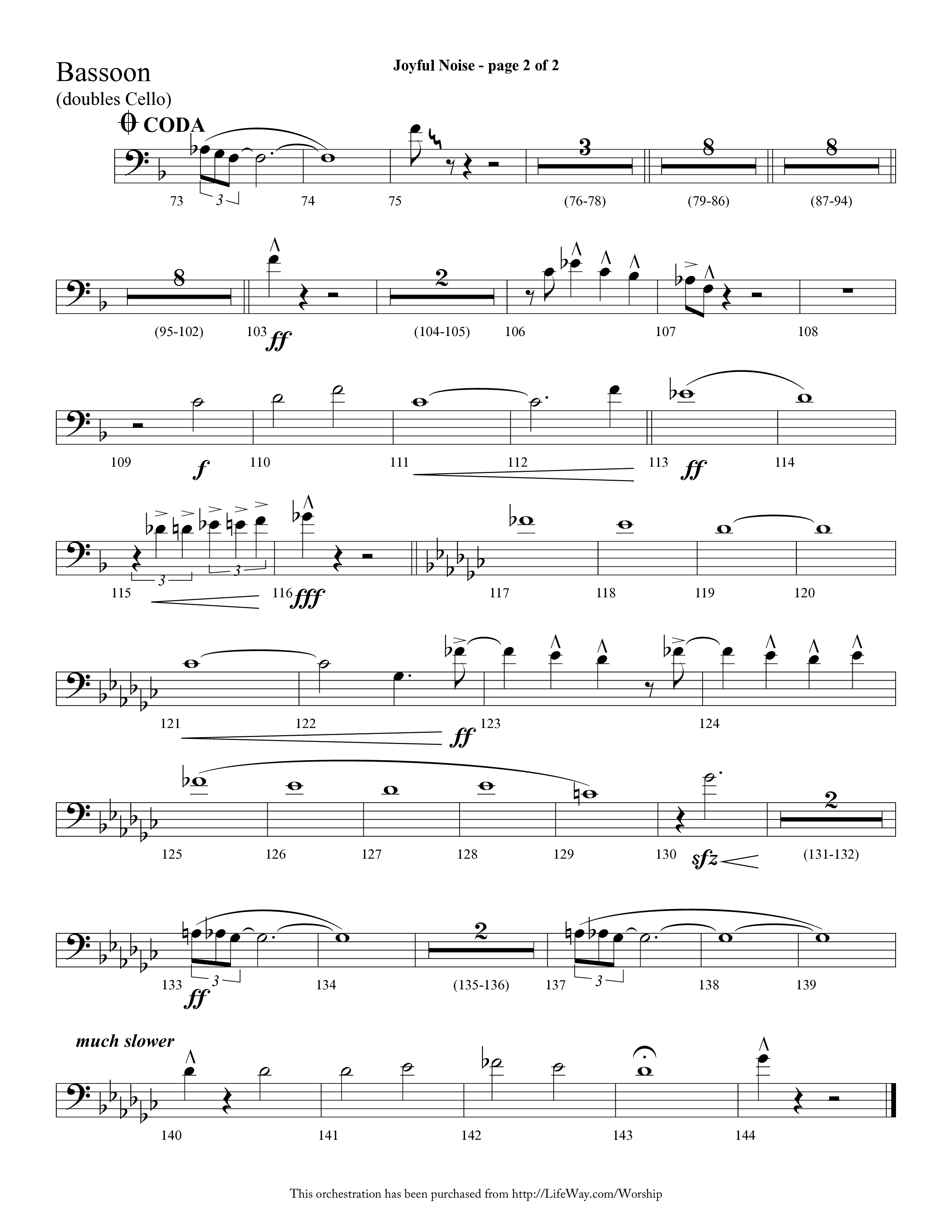 Joyful Noise (Choral Anthem SATB) Bassoon (Lifeway Choral / Arr. Cliff Duren)