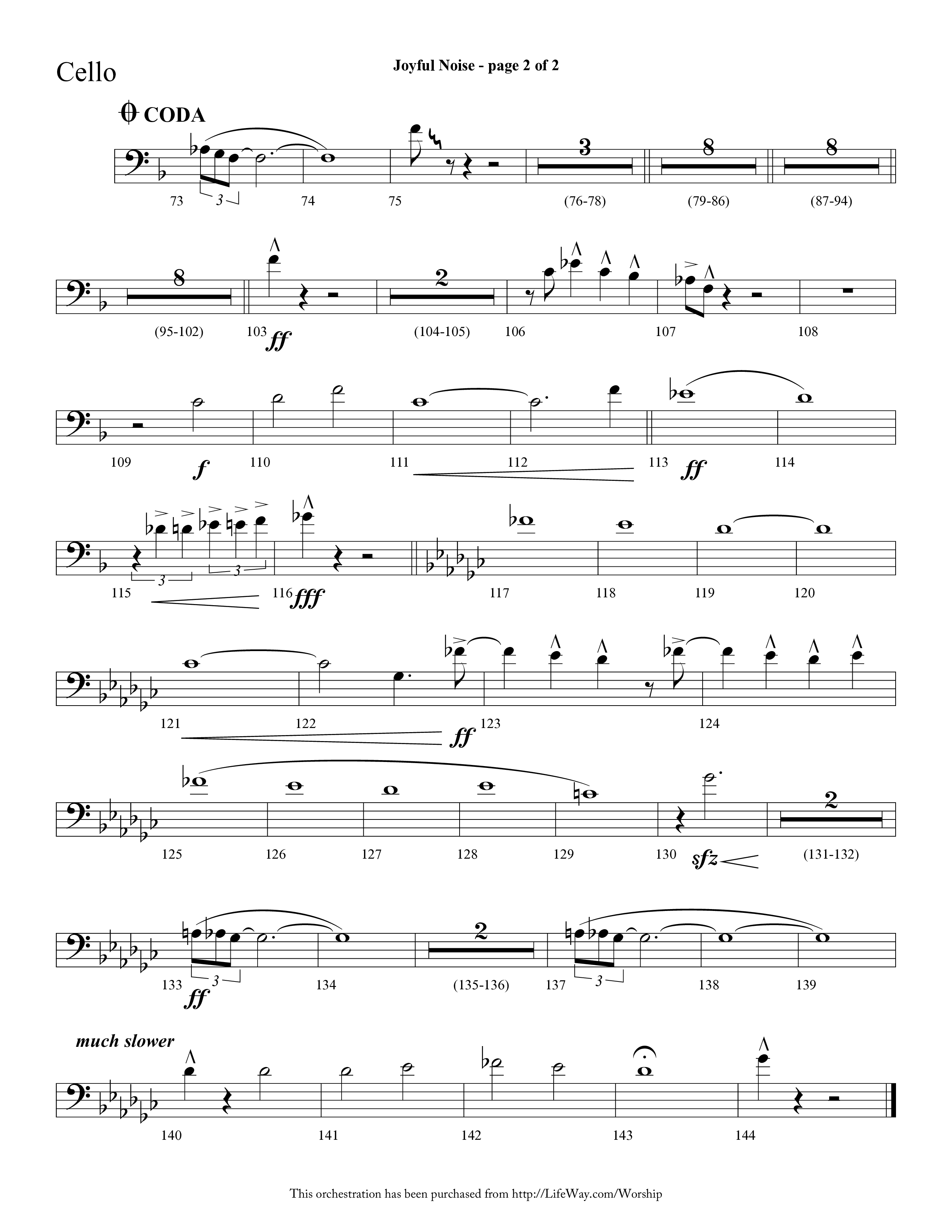 Joyful Noise (Choral Anthem SATB) Cello (Lifeway Choral / Arr. Cliff Duren)