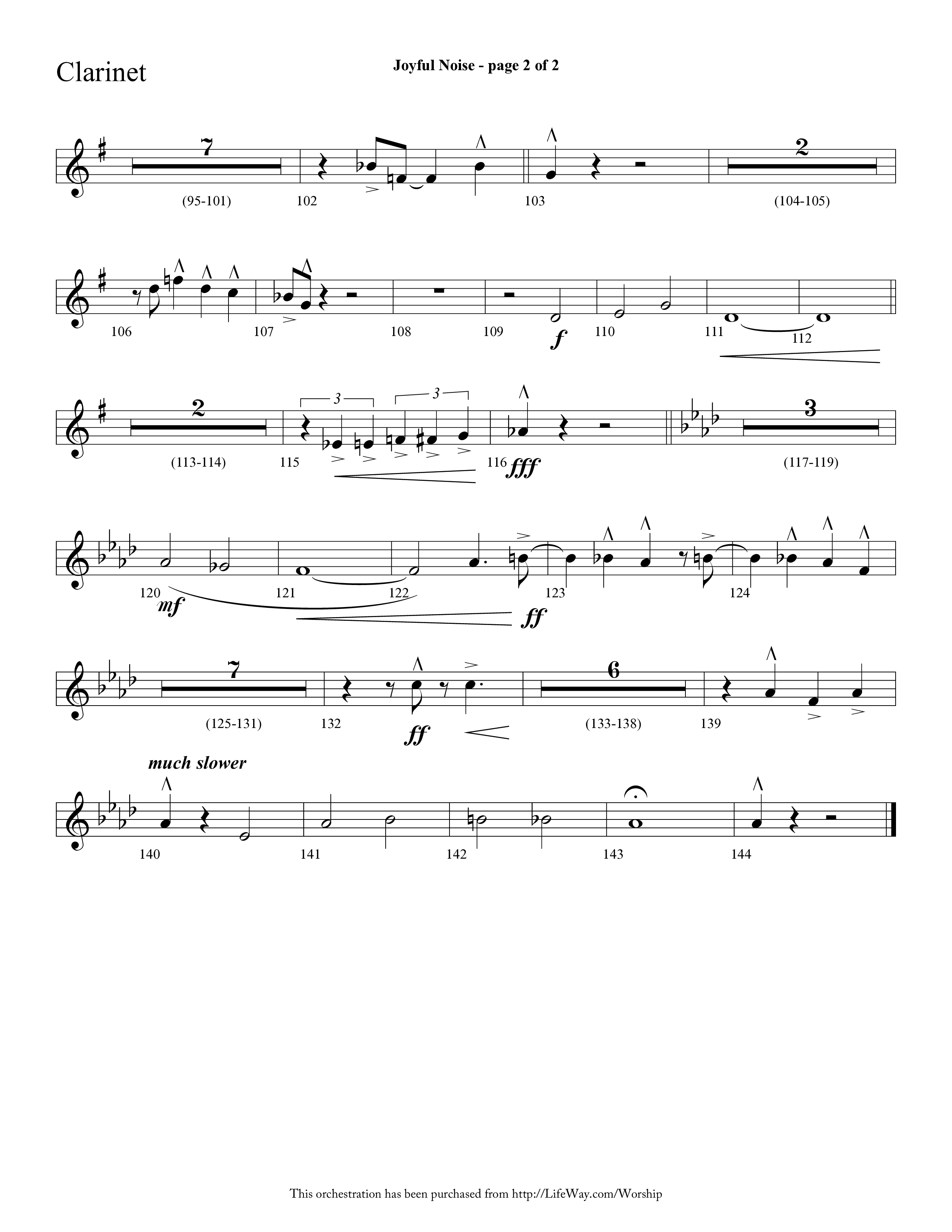 Joyful Noise (Choral Anthem SATB) Clarinet 1/2 (Lifeway Choral / Arr. Cliff Duren)