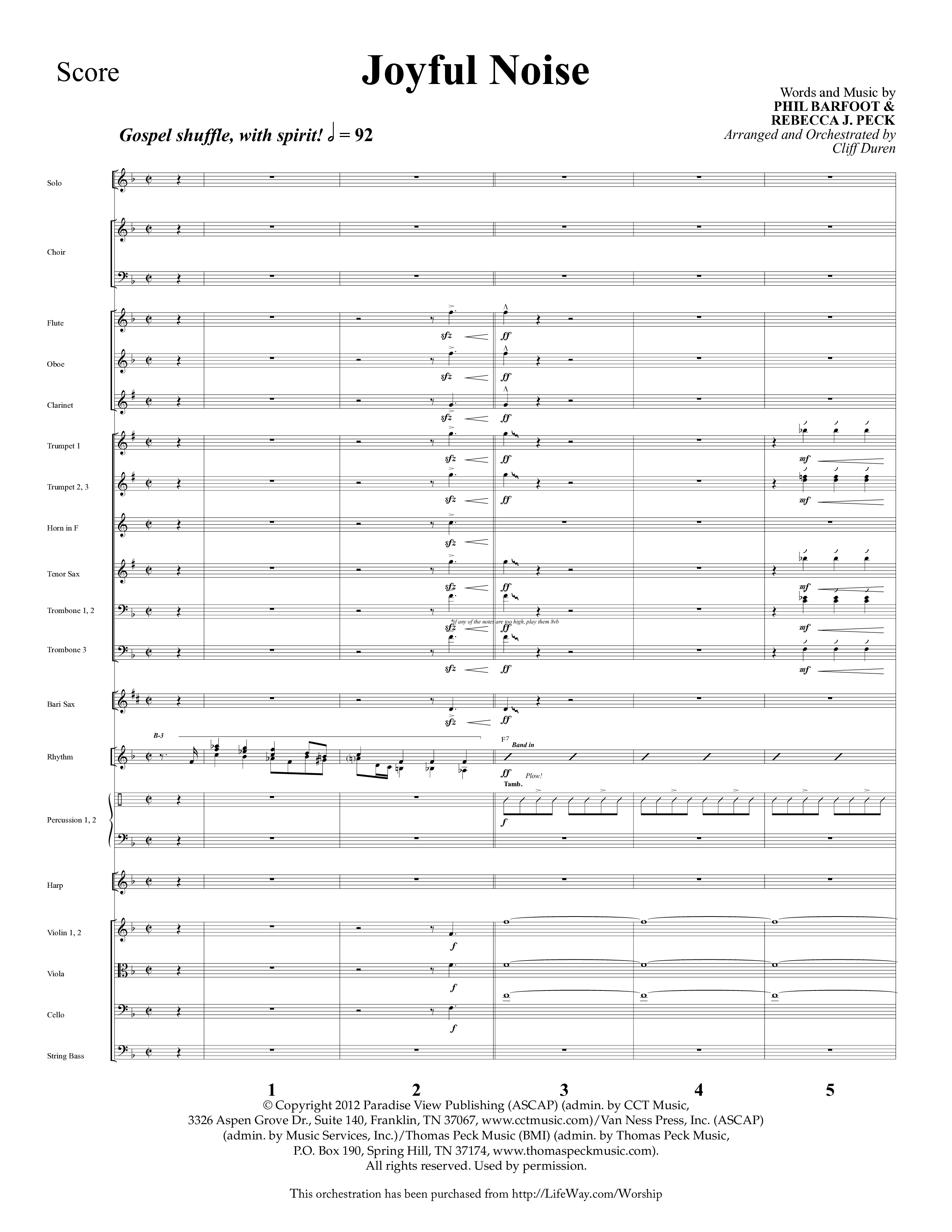Joyful Noise (Choral Anthem SATB) Conductor's Score (Lifeway Choral / Arr. Cliff Duren)