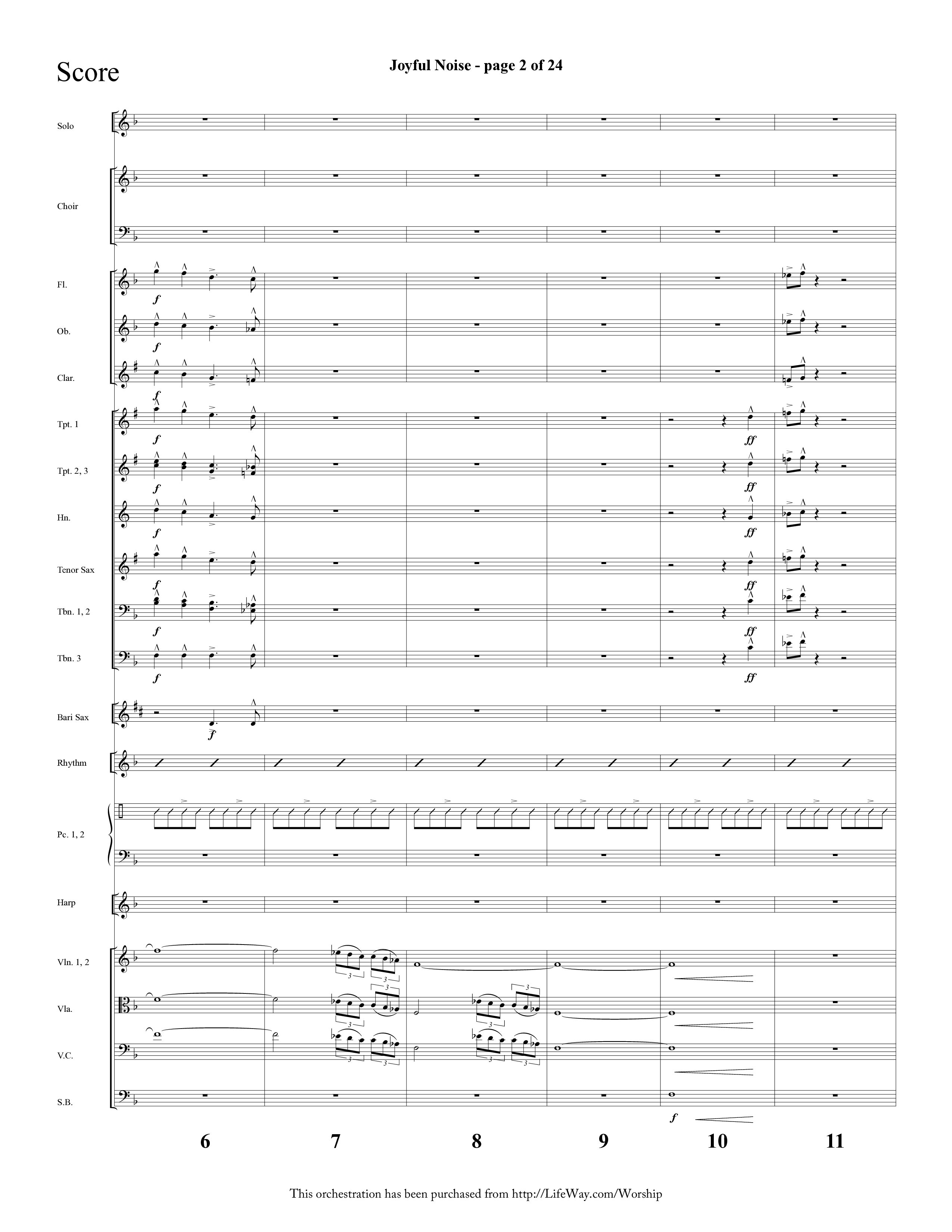 Joyful Noise (Choral Anthem SATB) Orchestration (Lifeway Choral / Arr. Cliff Duren)