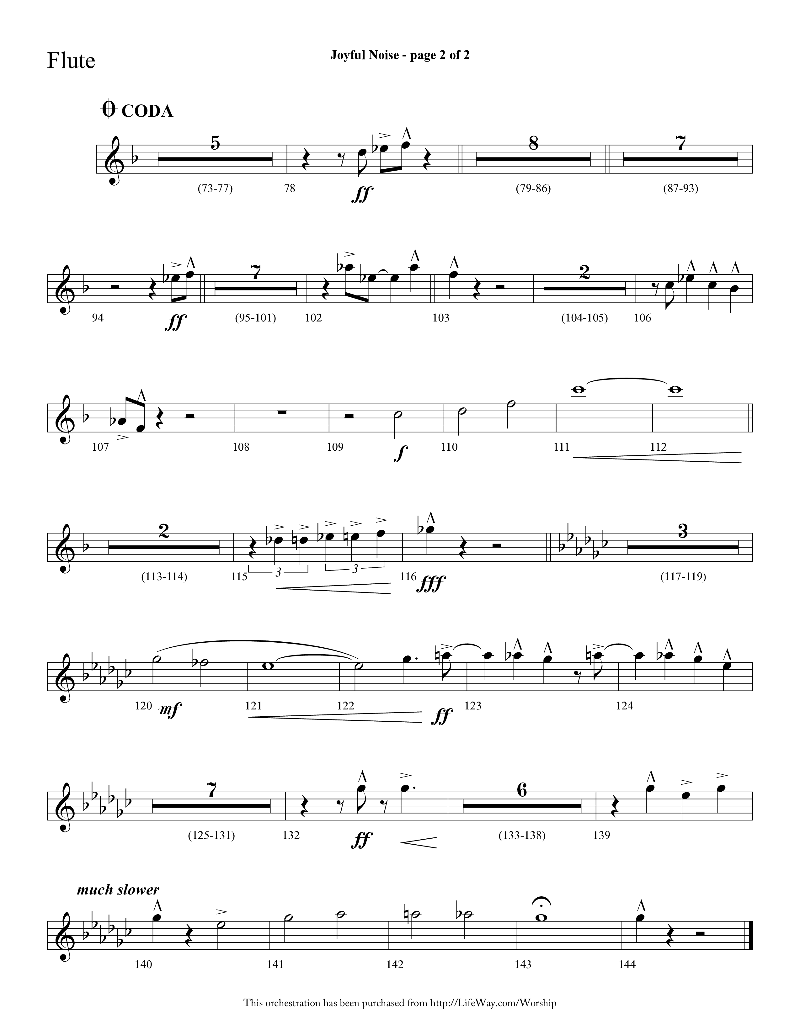 Joyful Noise (Choral Anthem SATB) Flute (Lifeway Choral / Arr. Cliff Duren)