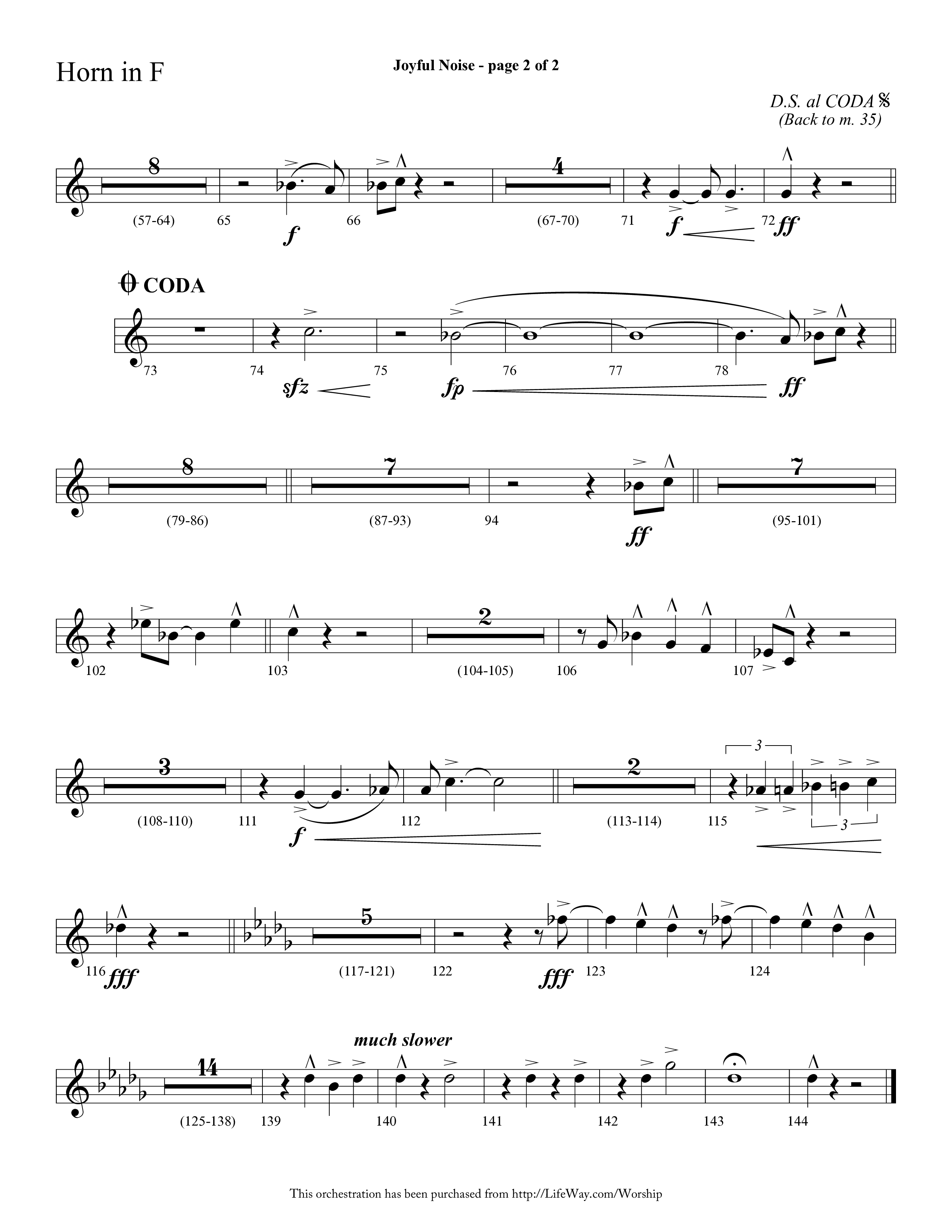 Joyful Noise (Choral Anthem SATB) French Horn (Lifeway Choral / Arr. Cliff Duren)