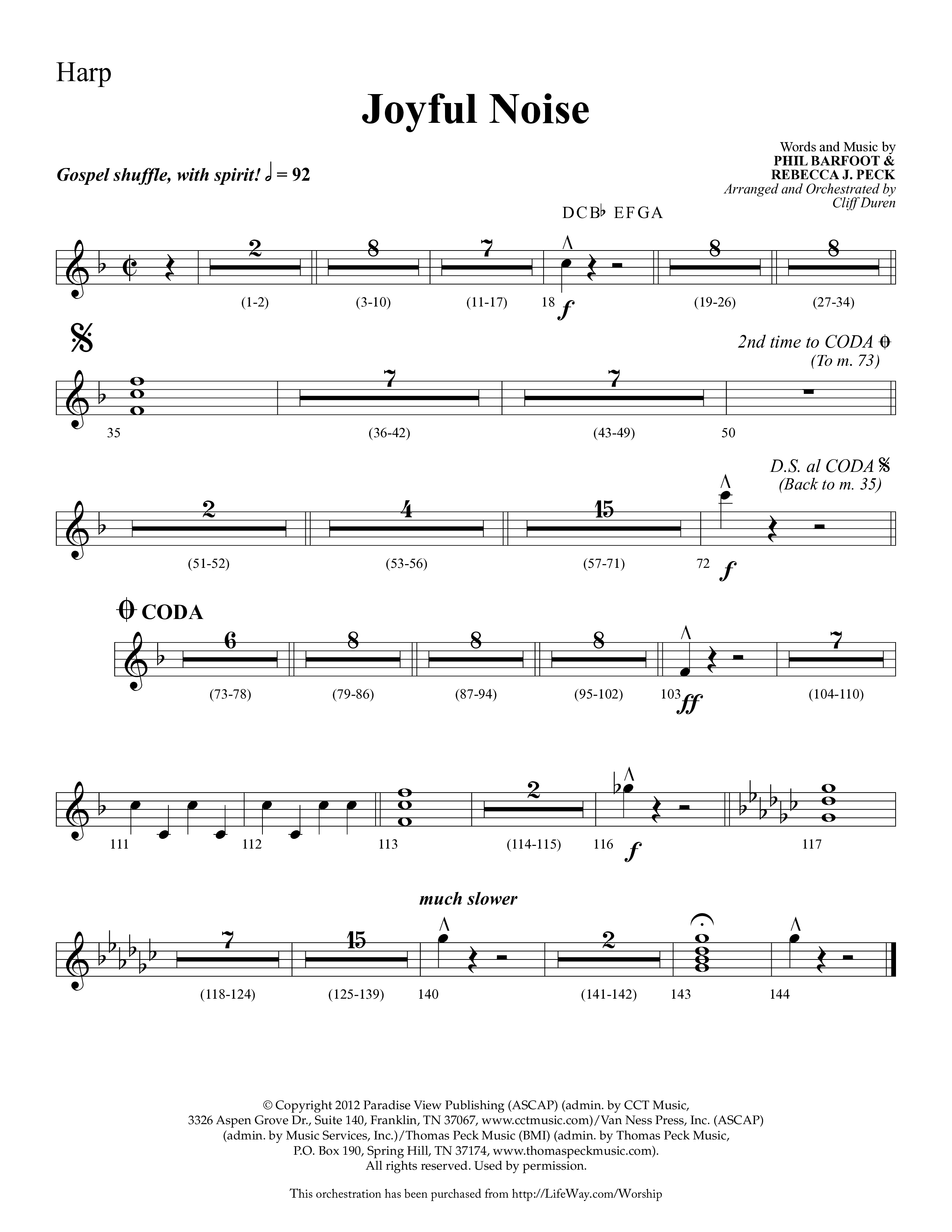 Joyful Noise (Choral Anthem SATB) Harp (Lifeway Choral / Arr. Cliff Duren)