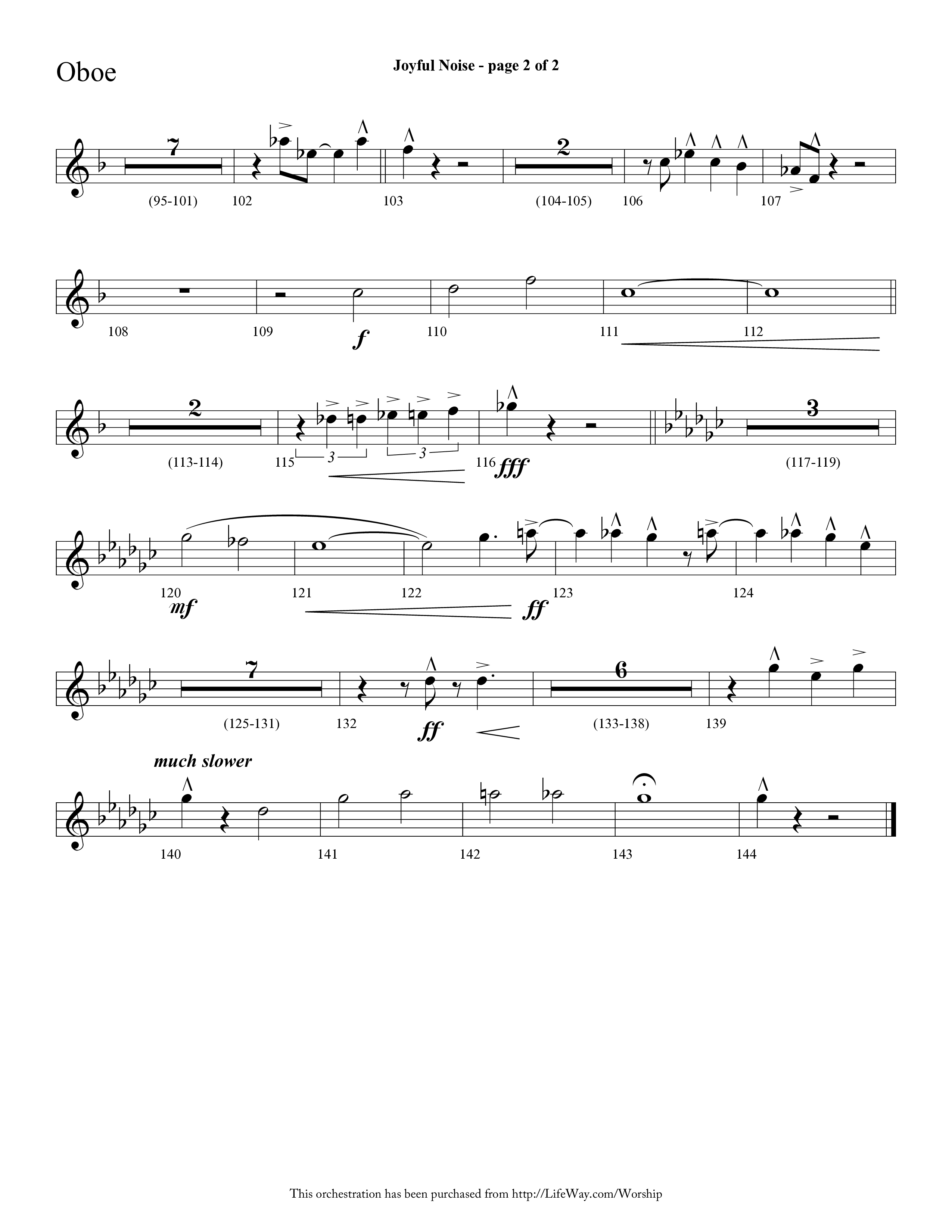 Joyful Noise (Choral Anthem SATB) Oboe (Lifeway Choral / Arr. Cliff Duren)