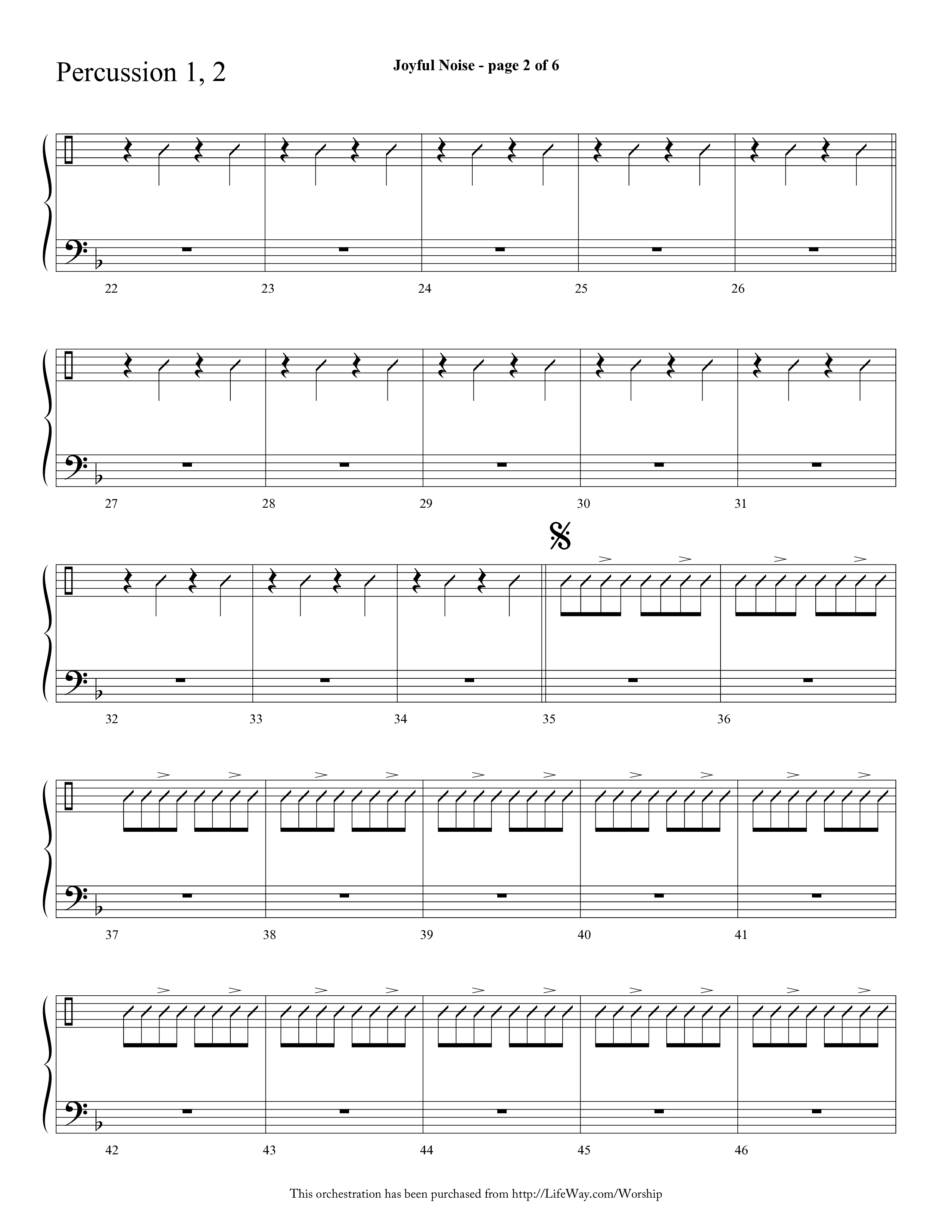 Joyful Noise (Choral Anthem SATB) Percussion 1/2 (Lifeway Choral / Arr. Cliff Duren)