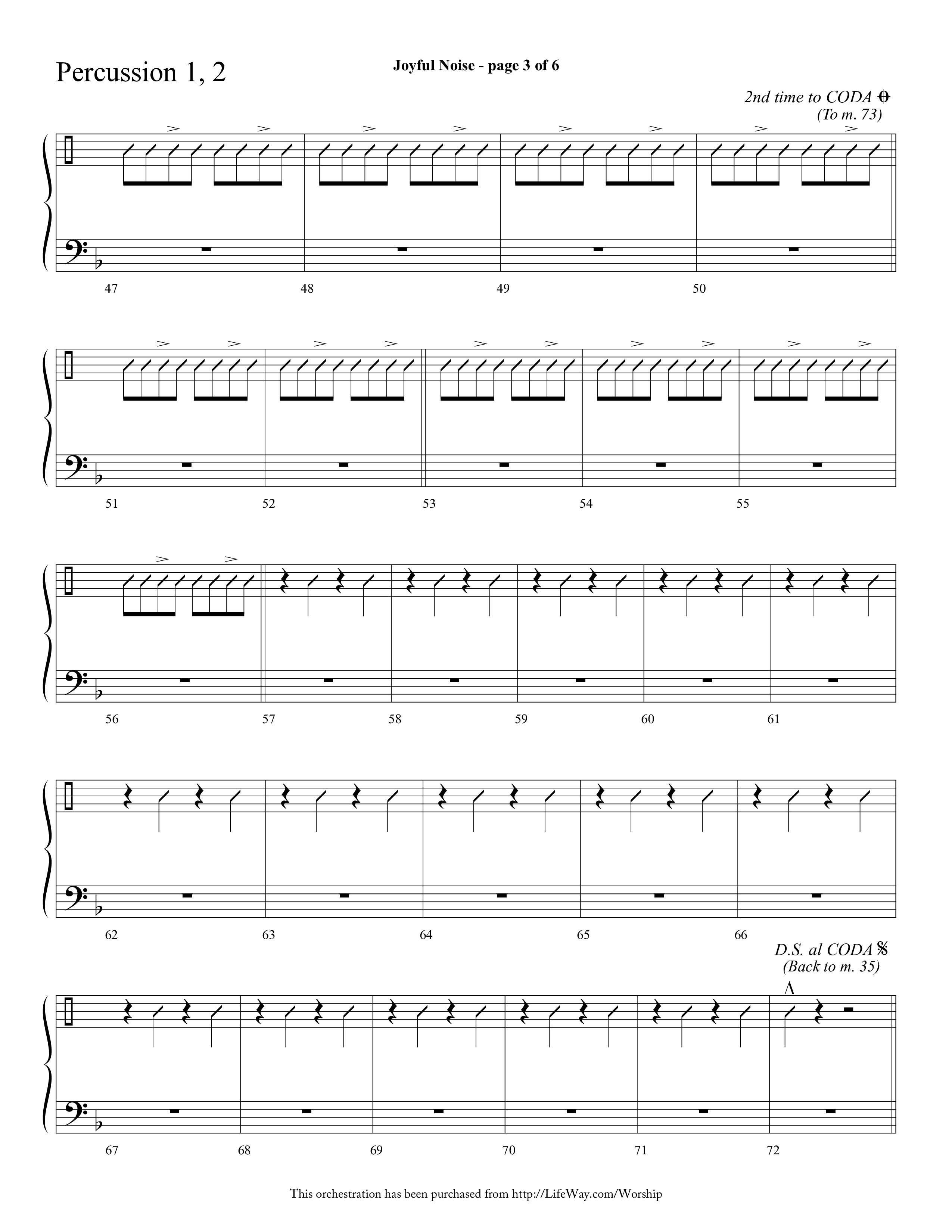 Joyful Noise (Choral Anthem SATB) Percussion 1/2 (Lifeway Choral / Arr. Cliff Duren)