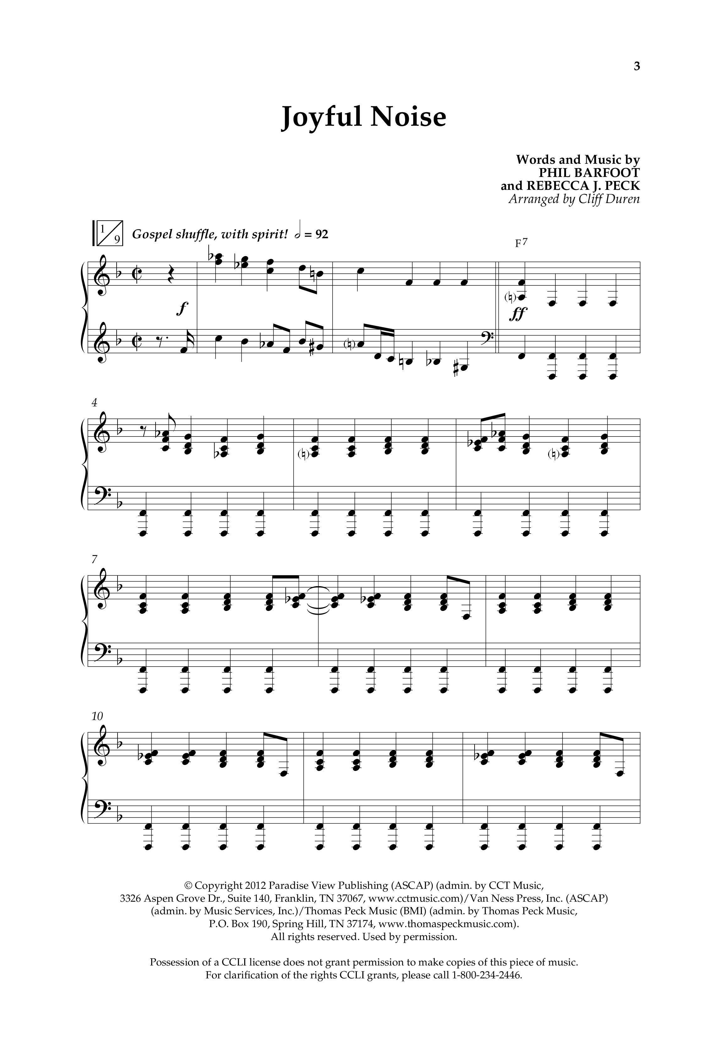 Joyful Noise (Choral Anthem SATB) Anthem (SATB/Piano) (Lifeway Choral / Arr. Cliff Duren)