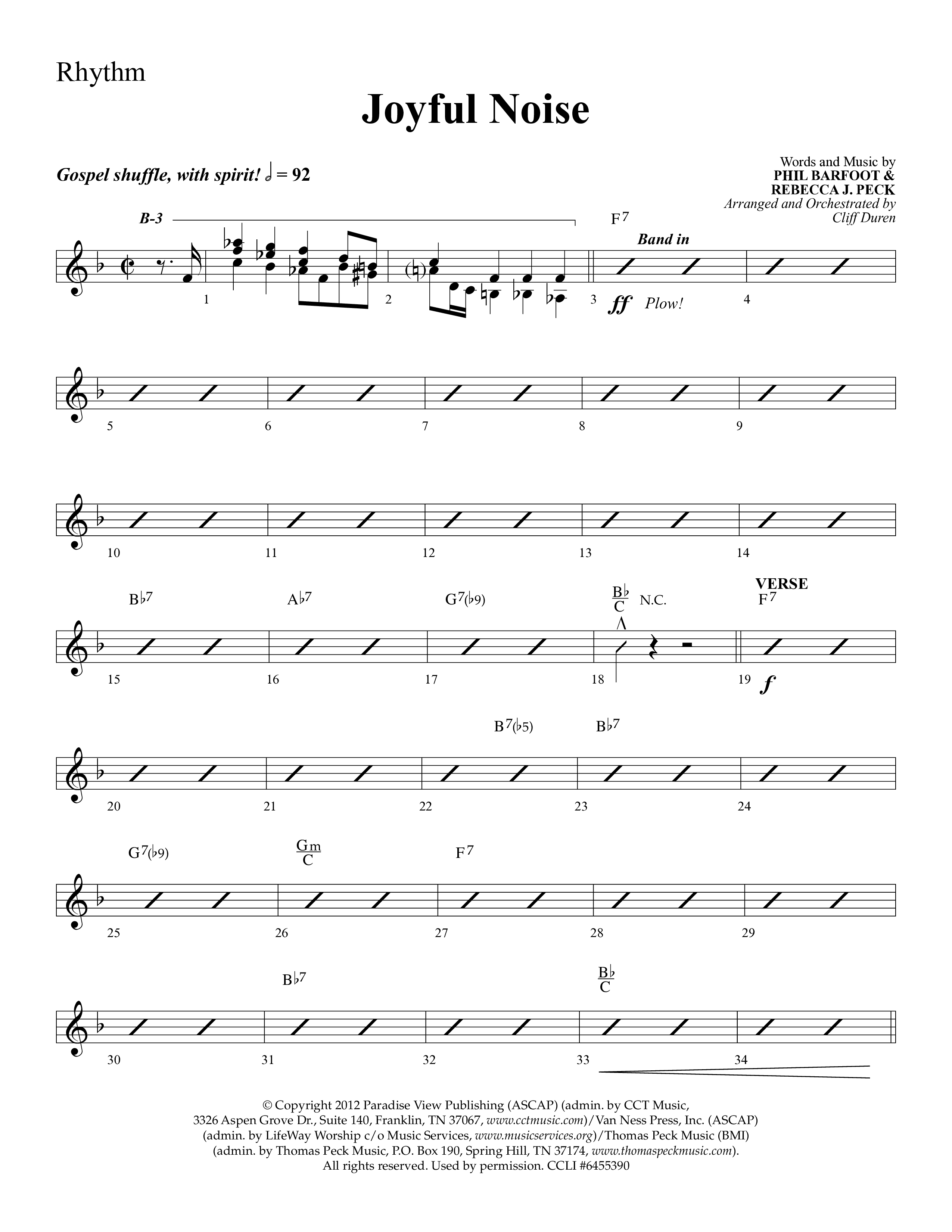 Joyful Noise (Choral Anthem SATB) Lead Melody & Rhythm (Lifeway Choral / Arr. Cliff Duren)