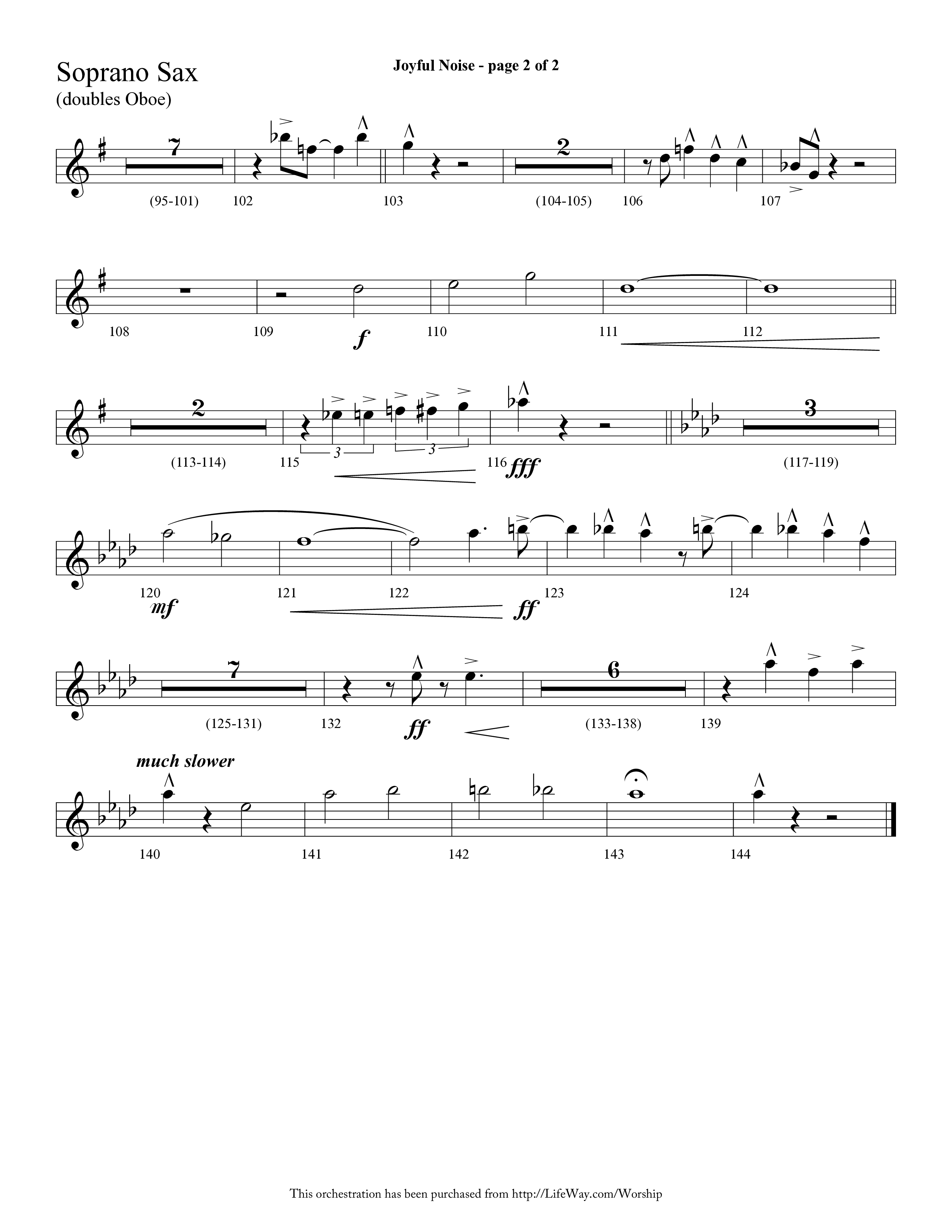 Joyful Noise (Choral Anthem SATB) Soprano Sax (Lifeway Choral / Arr. Cliff Duren)