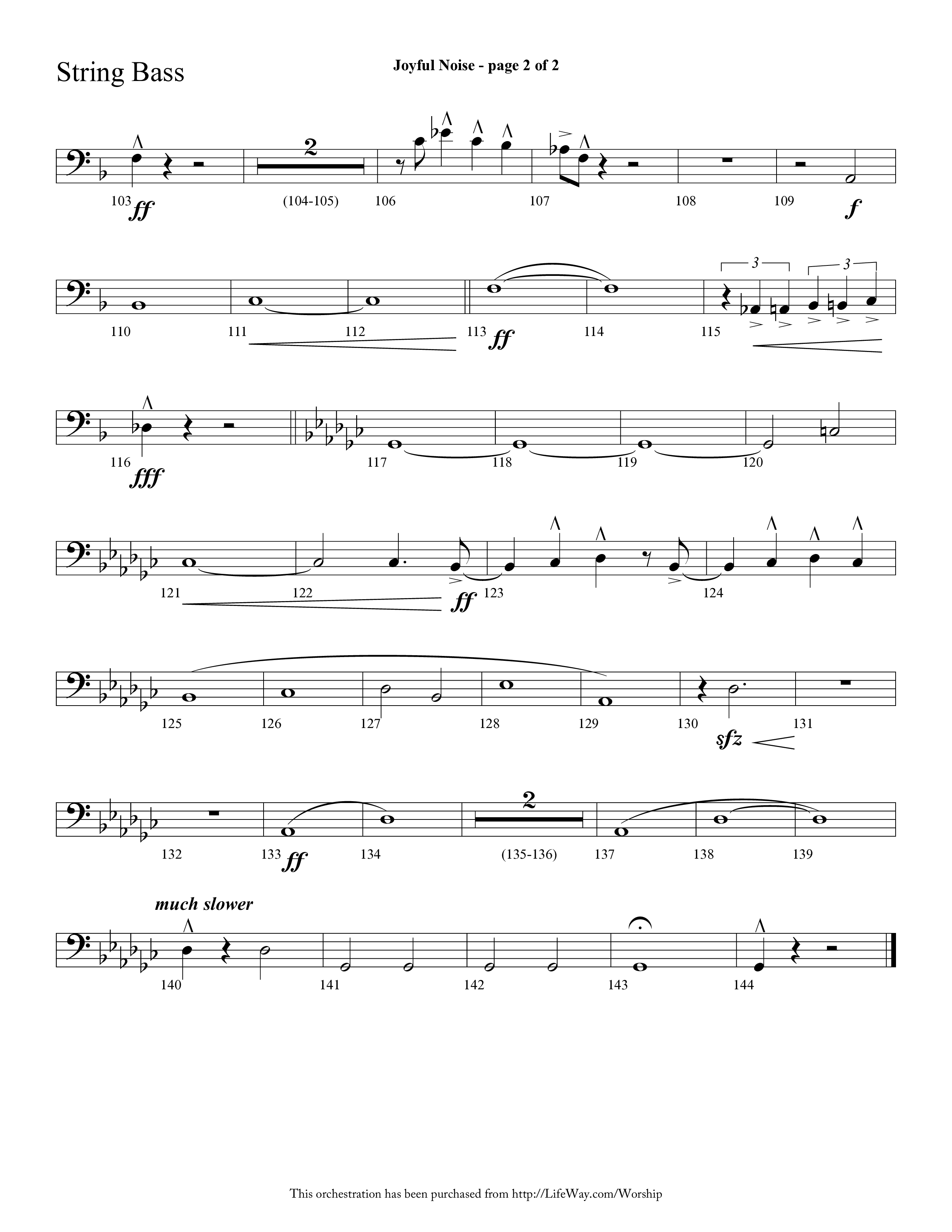 Joyful Noise (Choral Anthem SATB) String Bass (Lifeway Choral / Arr. Cliff Duren)