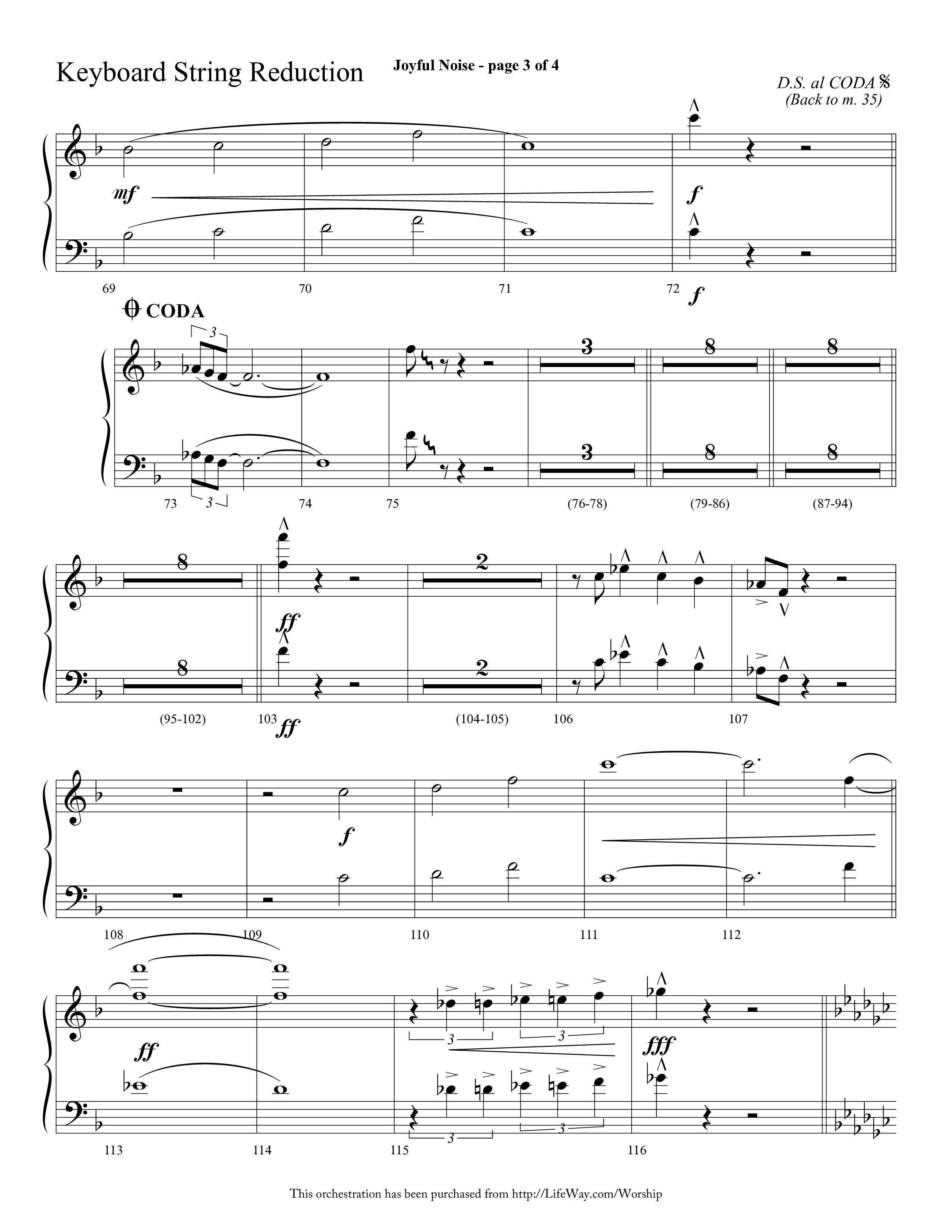 Joyful Noise (Choral Anthem SATB) String Reduction (Lifeway Choral / Arr. Cliff Duren)