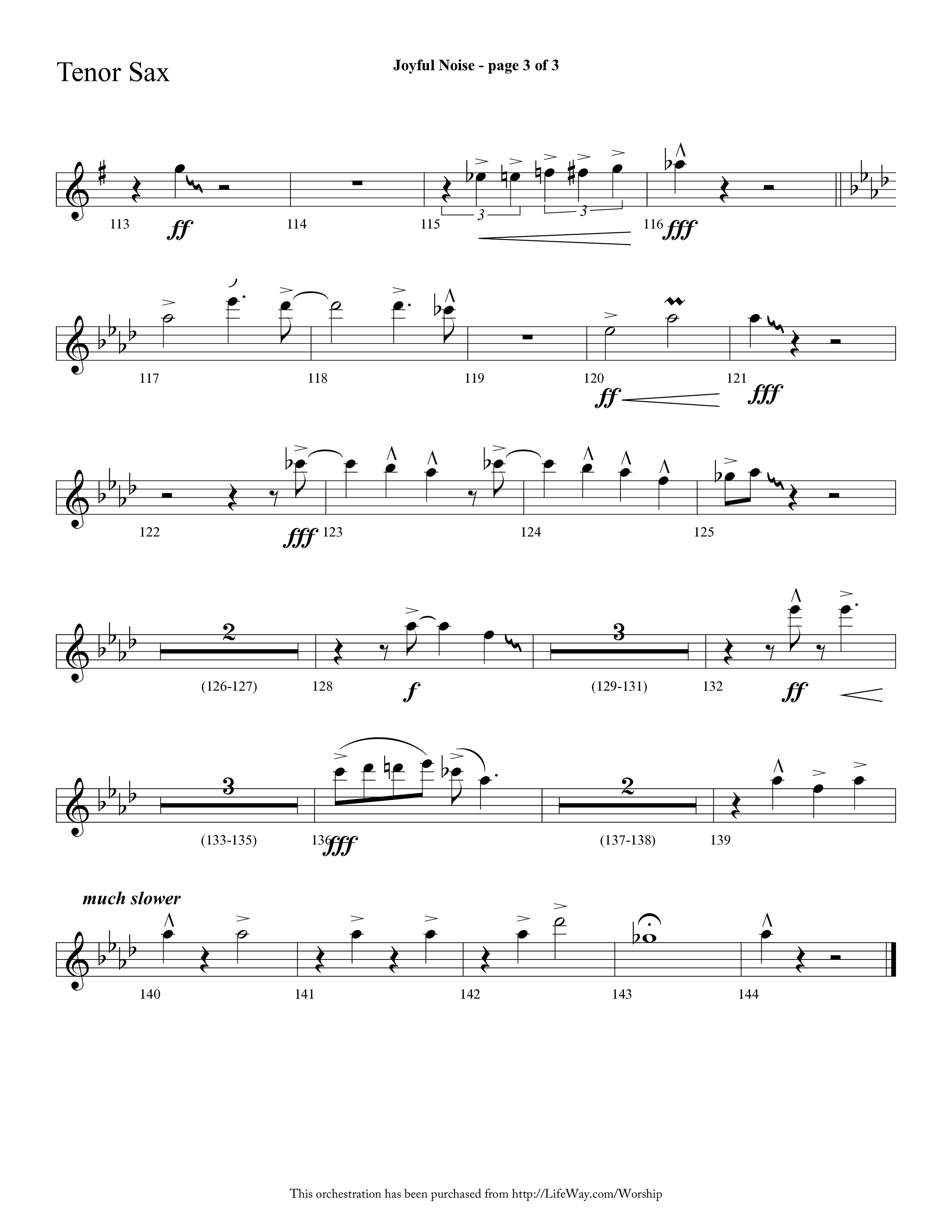 Joyful Noise (Choral Anthem SATB) Tenor Sax 1 (Lifeway Choral / Arr. Cliff Duren)