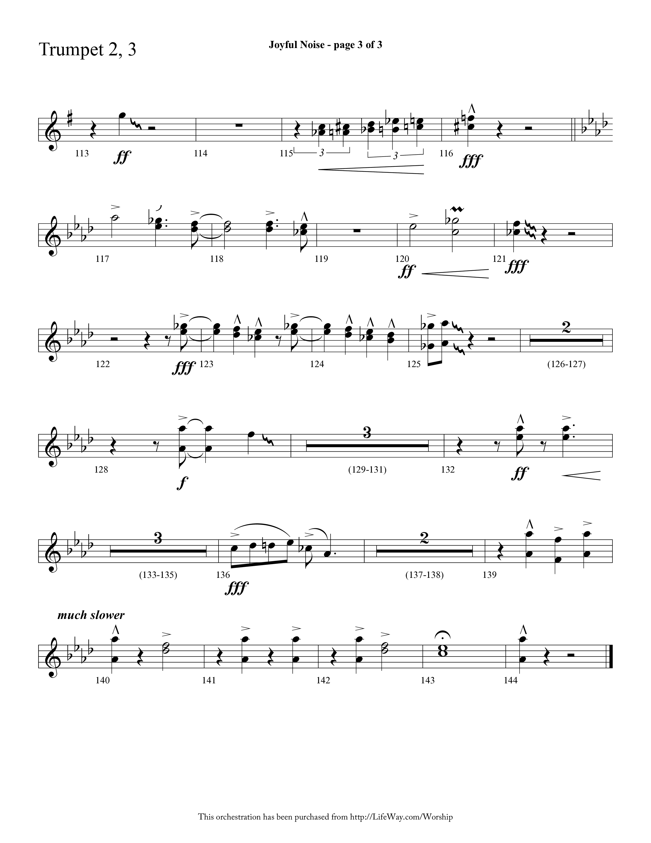 Joyful Noise (Choral Anthem SATB) Trumpet 2/3 (Lifeway Choral / Arr. Cliff Duren)
