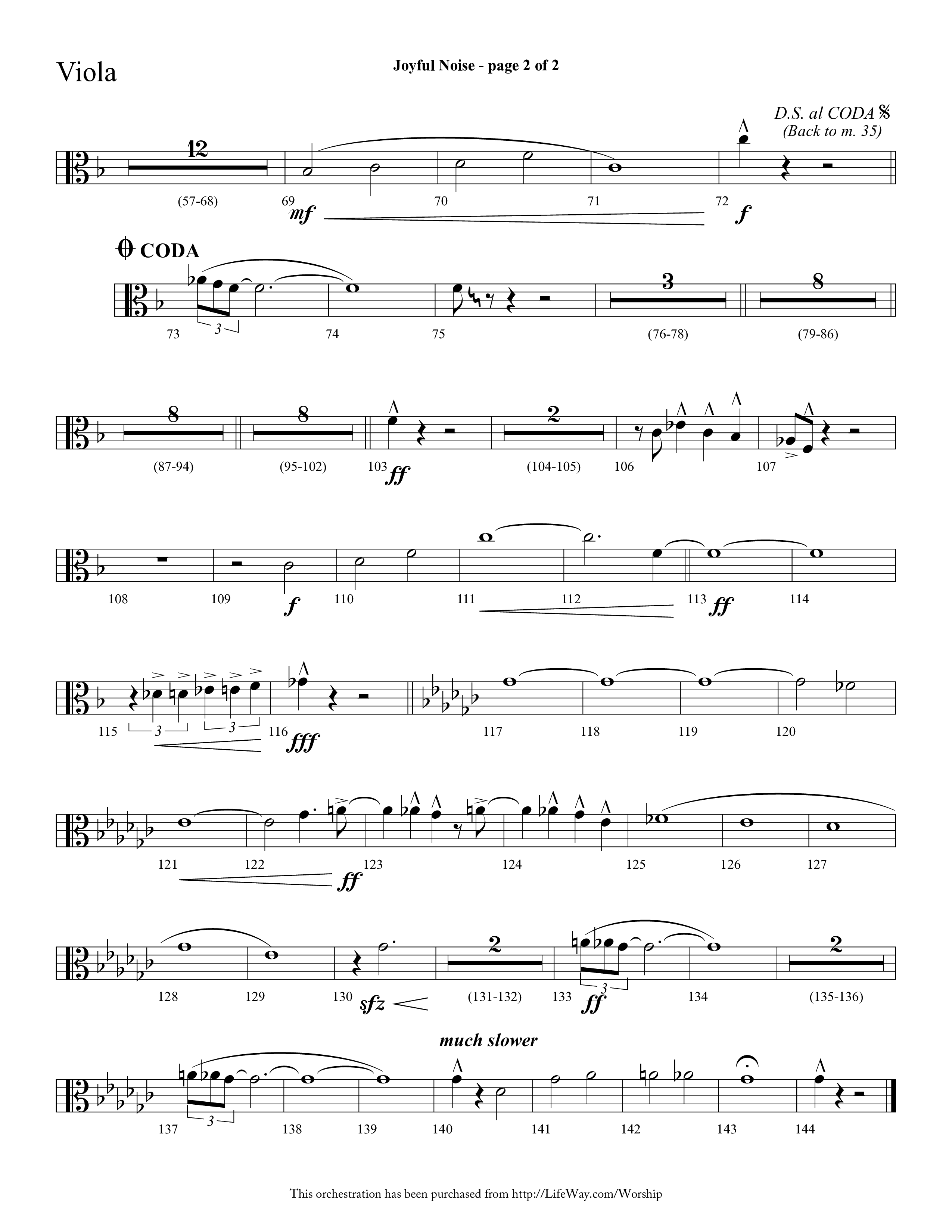 Joyful Noise (Choral Anthem SATB) Viola (Lifeway Choral / Arr. Cliff Duren)