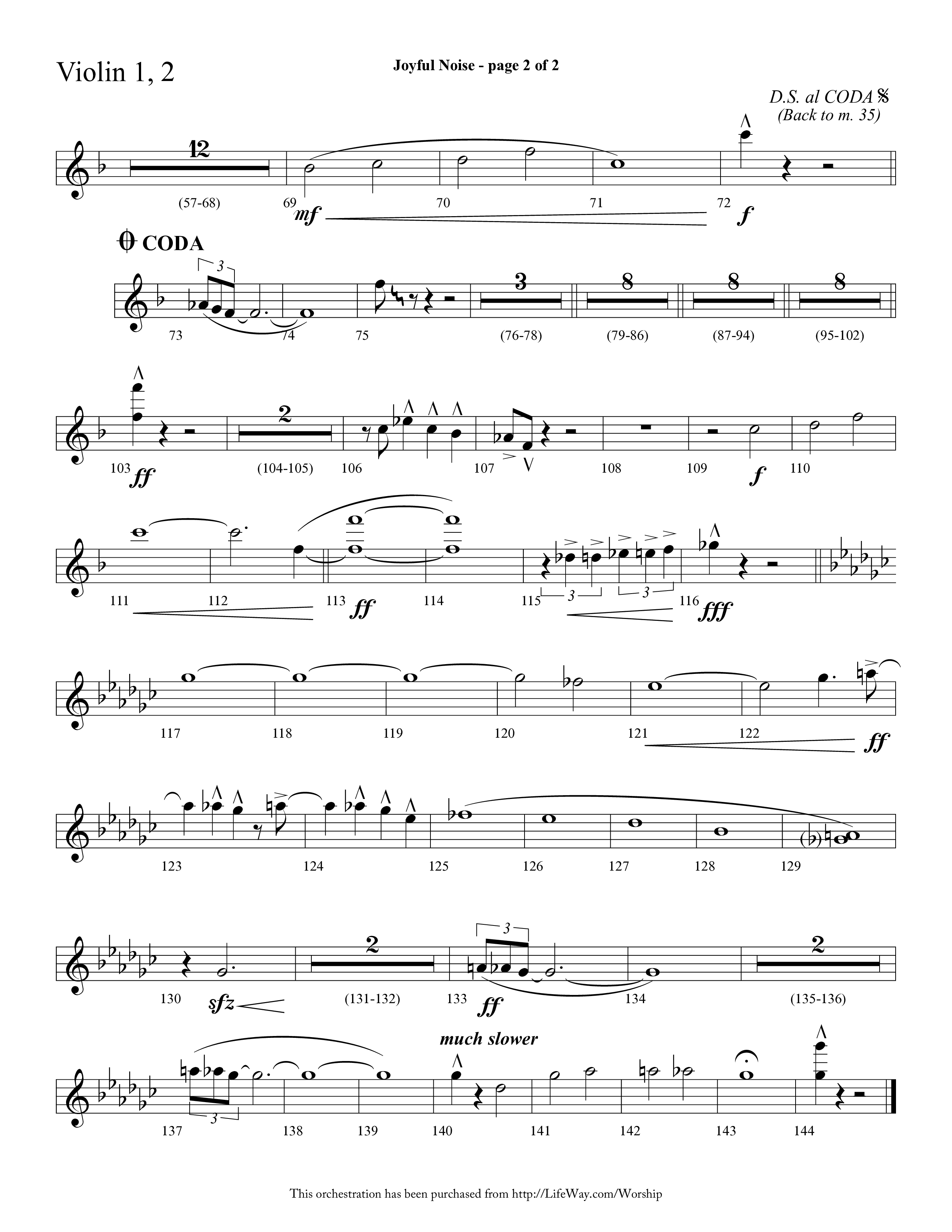 Joyful Noise (Choral Anthem SATB) Violin 1/2 (Lifeway Choral / Arr. Cliff Duren)
