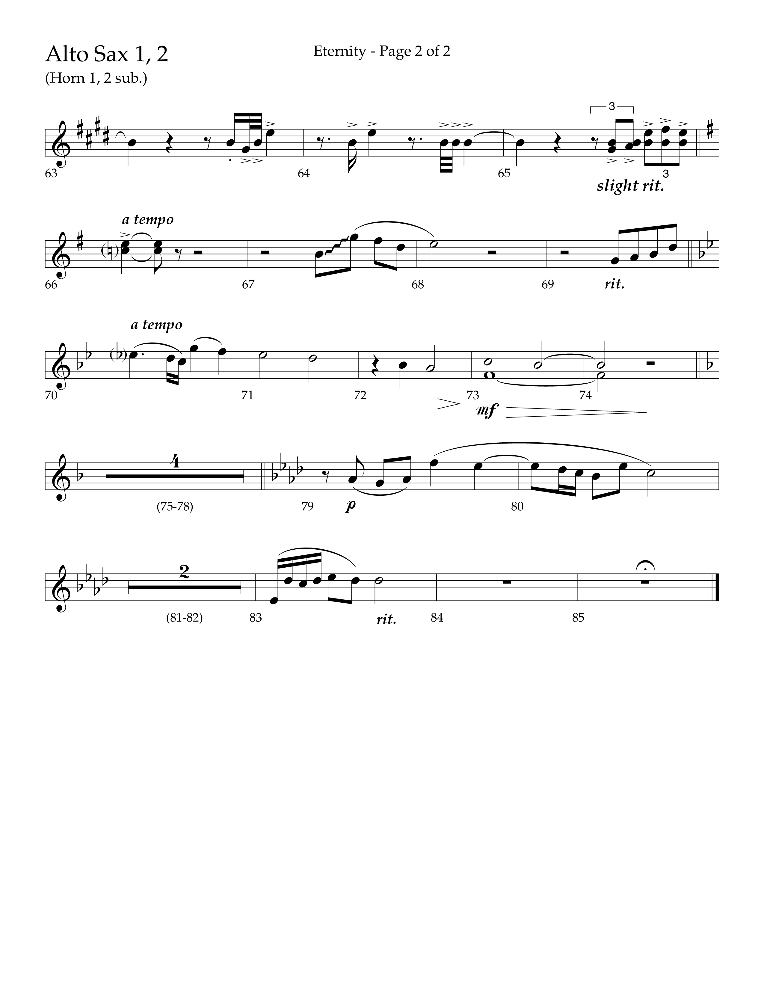 Eternity (Choral Anthem SATB) Alto Sax 1/2 (Lifeway Choral / Arr. Bradley Knight)