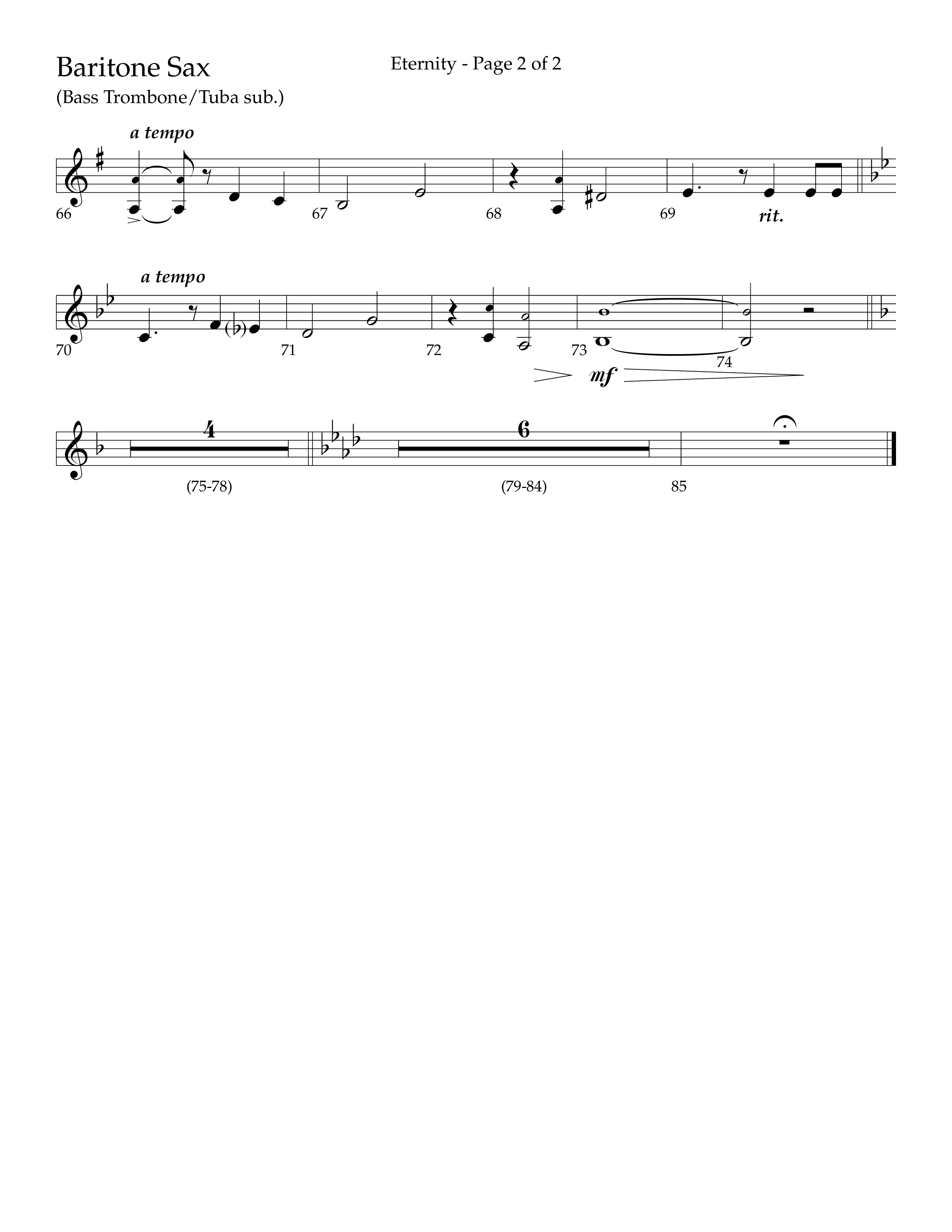 Eternity (Choral Anthem SATB) Bari Sax (Lifeway Choral / Arr. Bradley Knight)