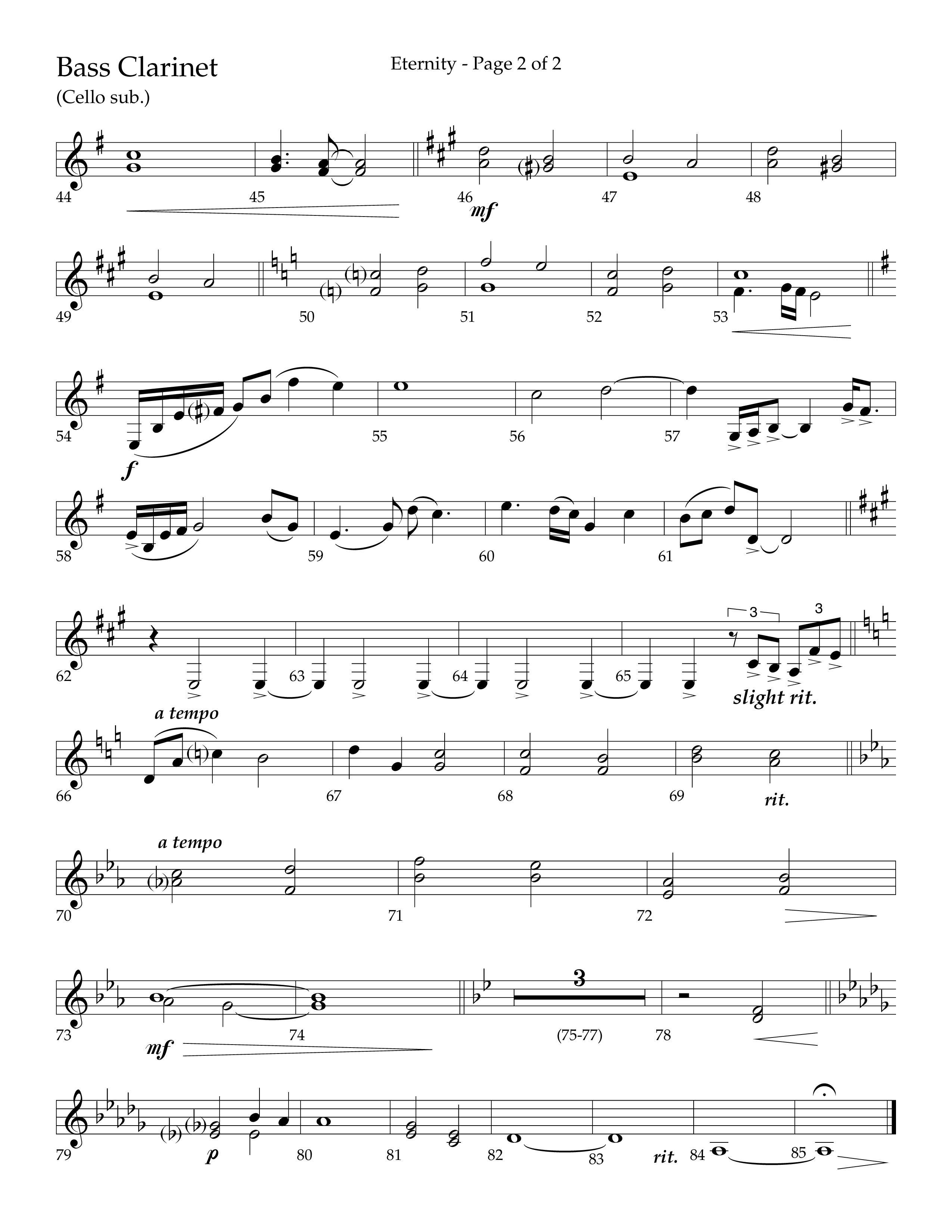 Eternity (Choral Anthem SATB) Bass Clarinet (Lifeway Choral / Arr. Bradley Knight)