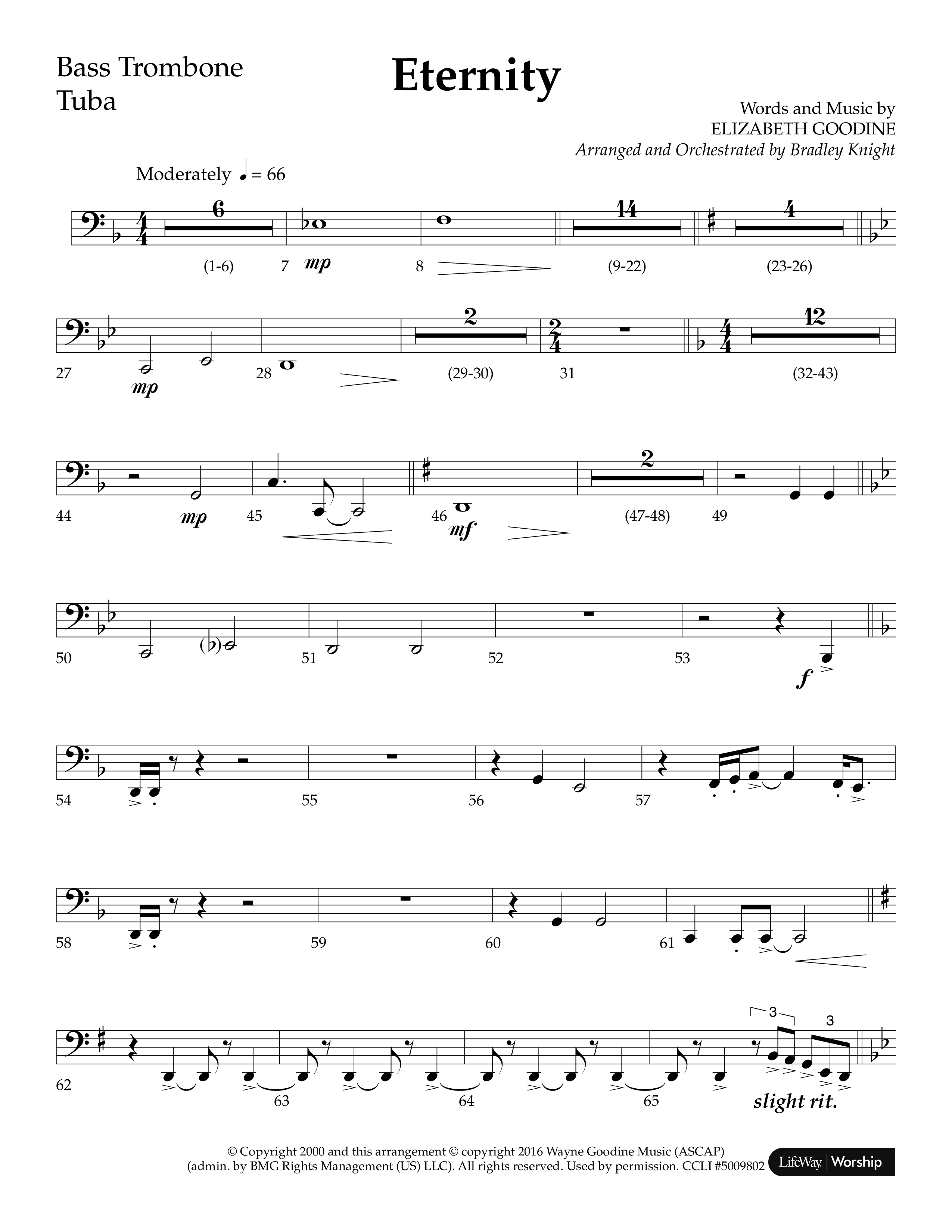 Eternity (Choral Anthem SATB) Bass Trombone, Tuba (Lifeway Choral / Arr. Bradley Knight)