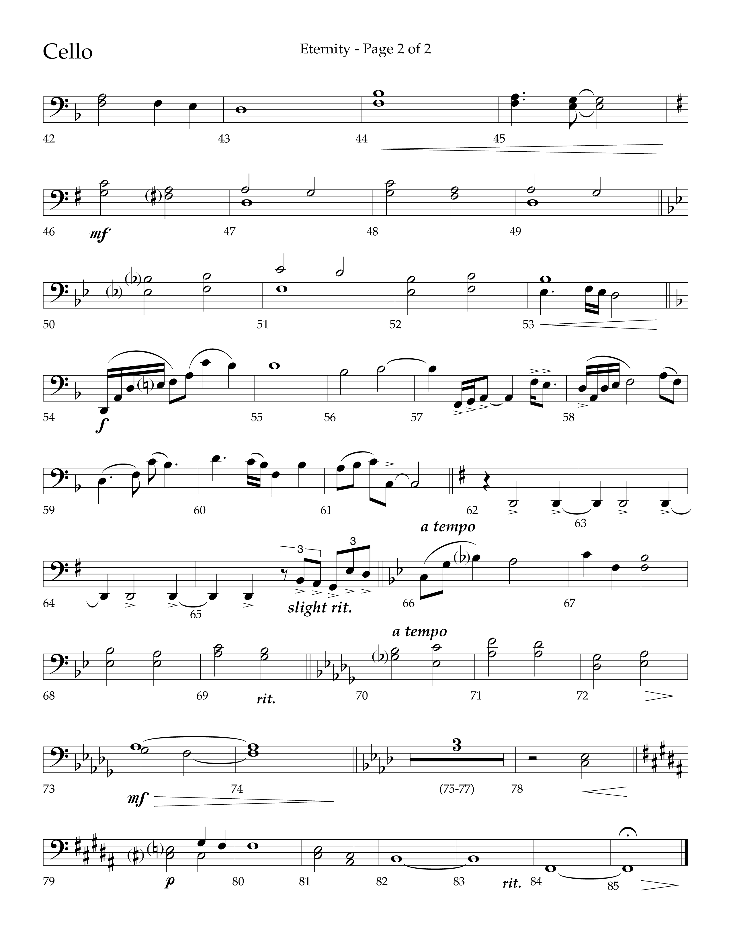 Eternity (Choral Anthem SATB) Cello (Lifeway Choral / Arr. Bradley Knight)