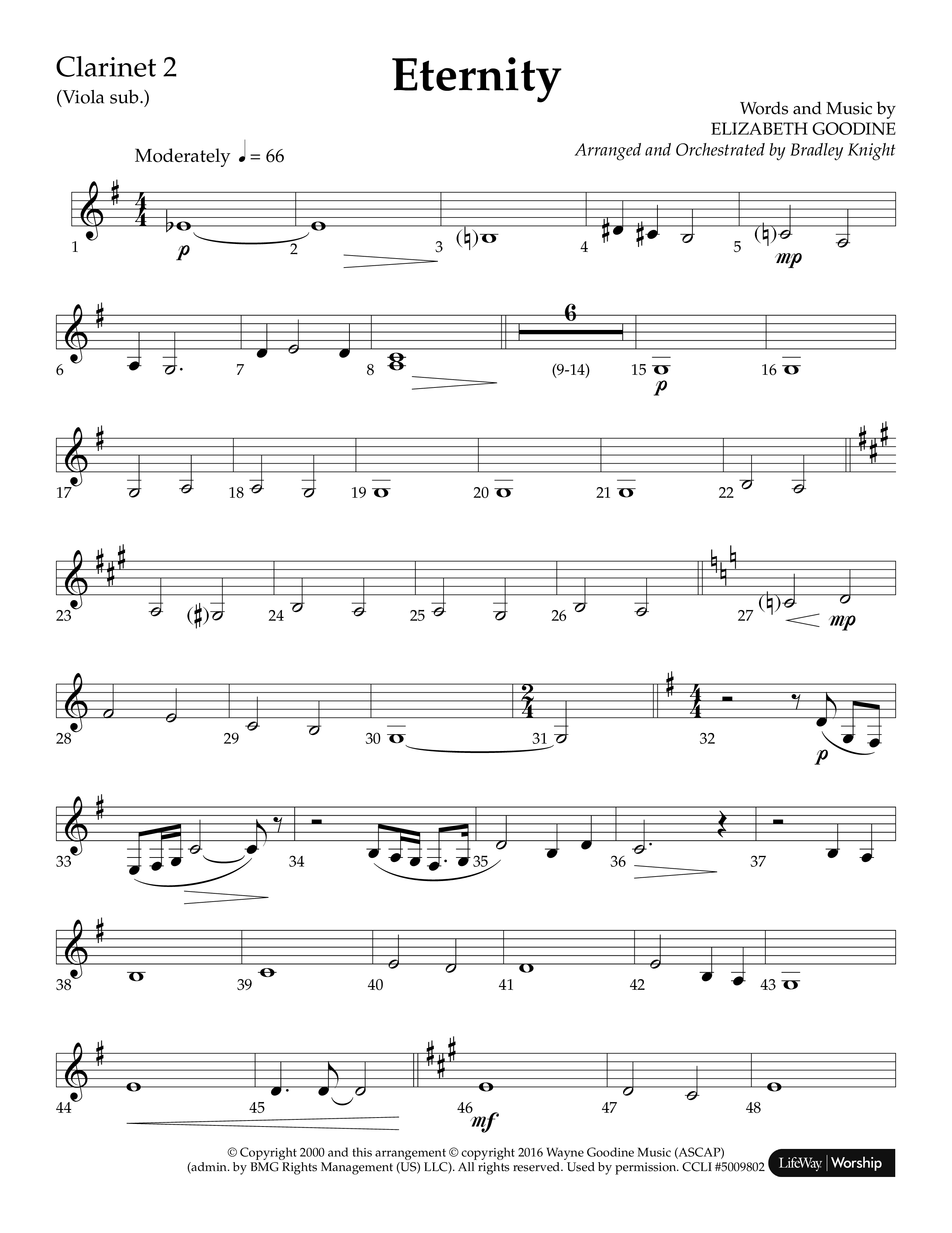 Eternity (Choral Anthem SATB) Clarinet 1/2 (Lifeway Choral / Arr. Bradley Knight)