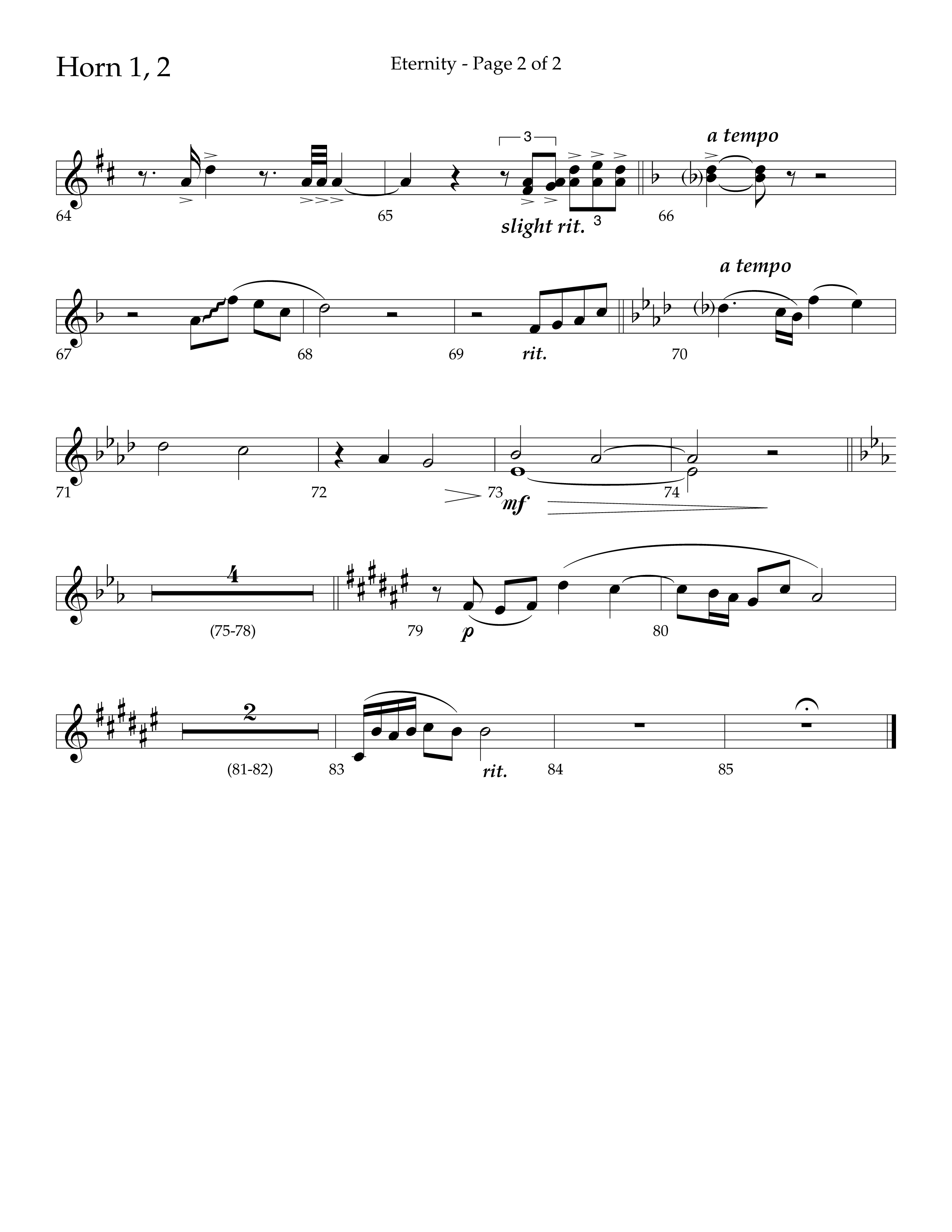 Eternity (Choral Anthem SATB) French Horn 1/2 (Lifeway Choral / Arr. Bradley Knight)