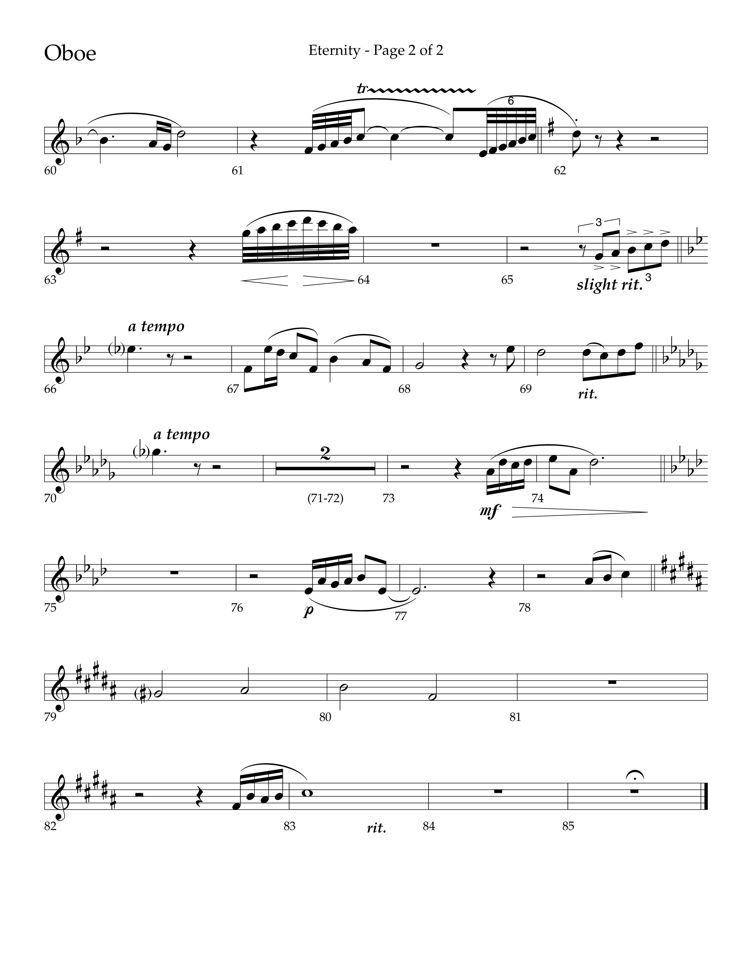 Eternity (Choral Anthem SATB) Oboe (Lifeway Choral / Arr. Bradley Knight)