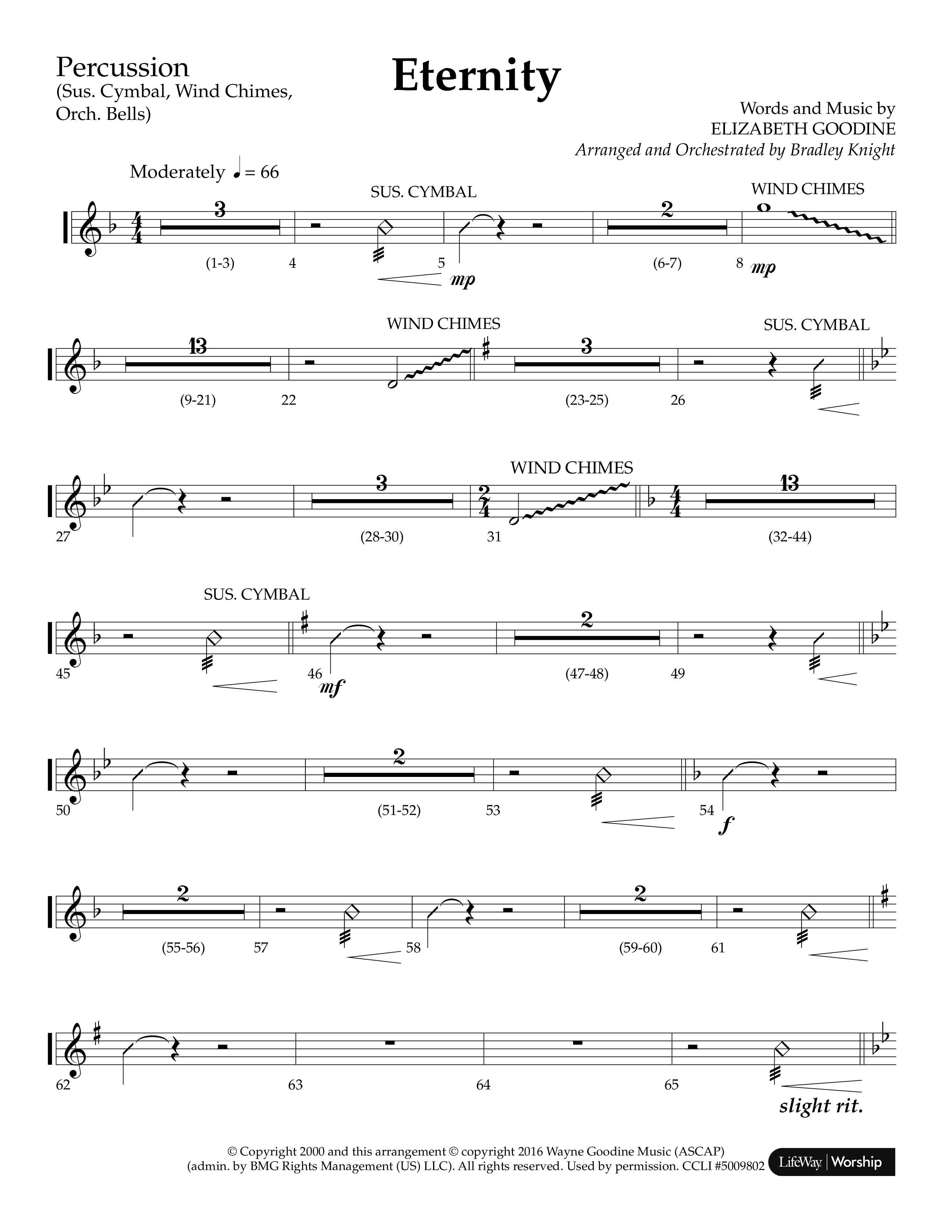 Eternity (Choral Anthem SATB) Percussion (Lifeway Choral / Arr. Bradley Knight)