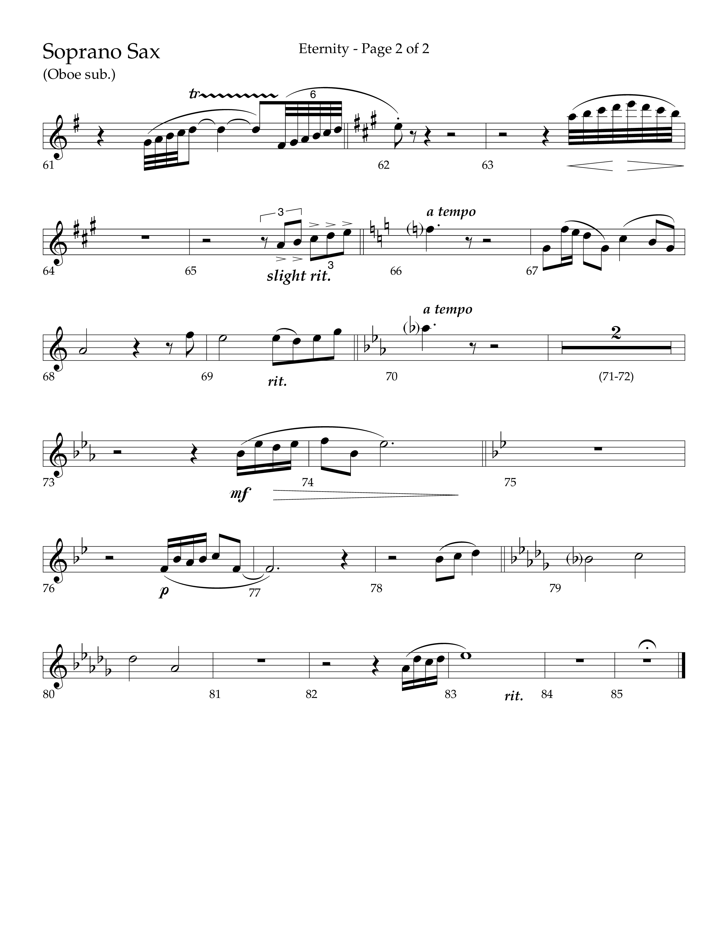 Eternity (Choral Anthem SATB) Soprano Sax (Lifeway Choral / Arr. Bradley Knight)